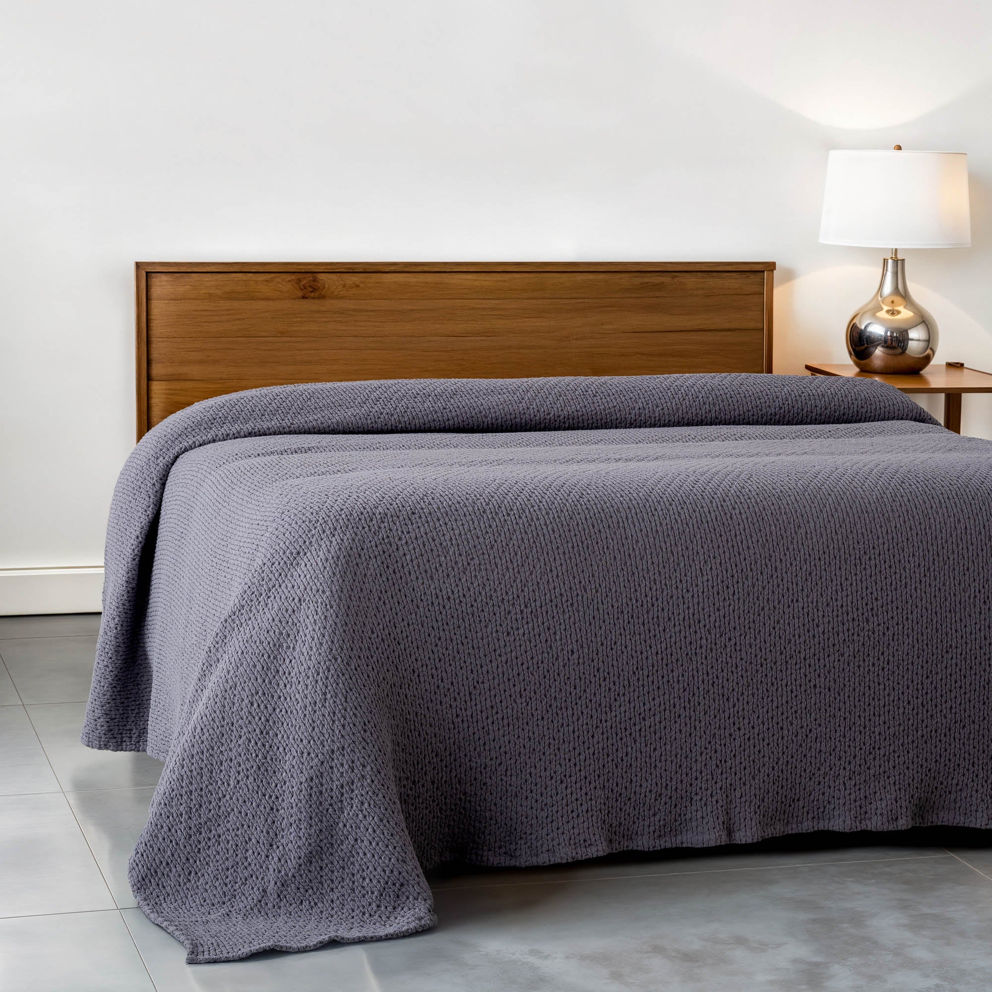 Lara Turkish Cotton Double Pique Bedspread Purple