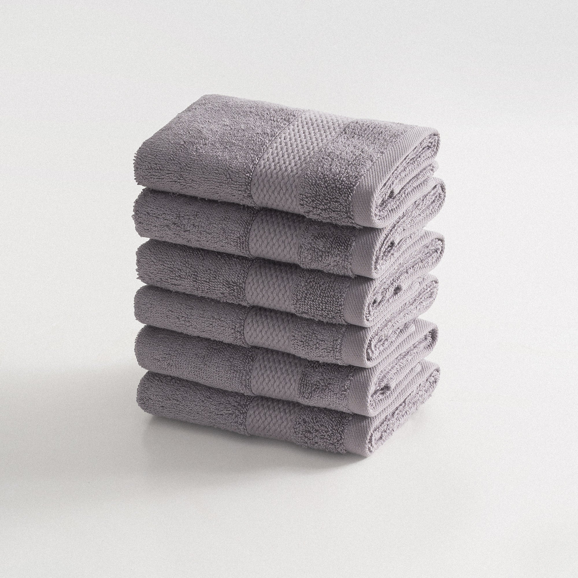 Lara Turkish Cotton Wash Cloth Towel Set of 6 Dark Gray