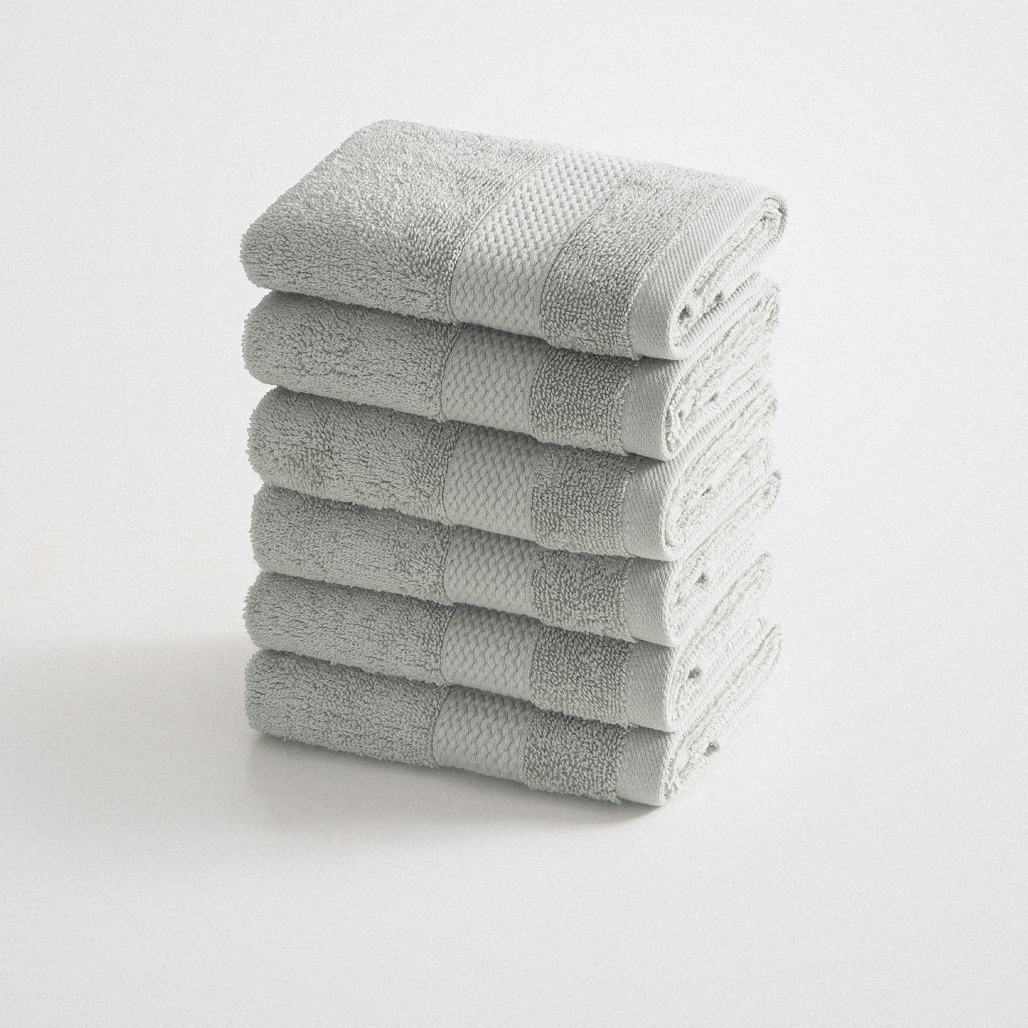 Lara Turkish Cotton Wash Cloth Towel Set of 6 Green