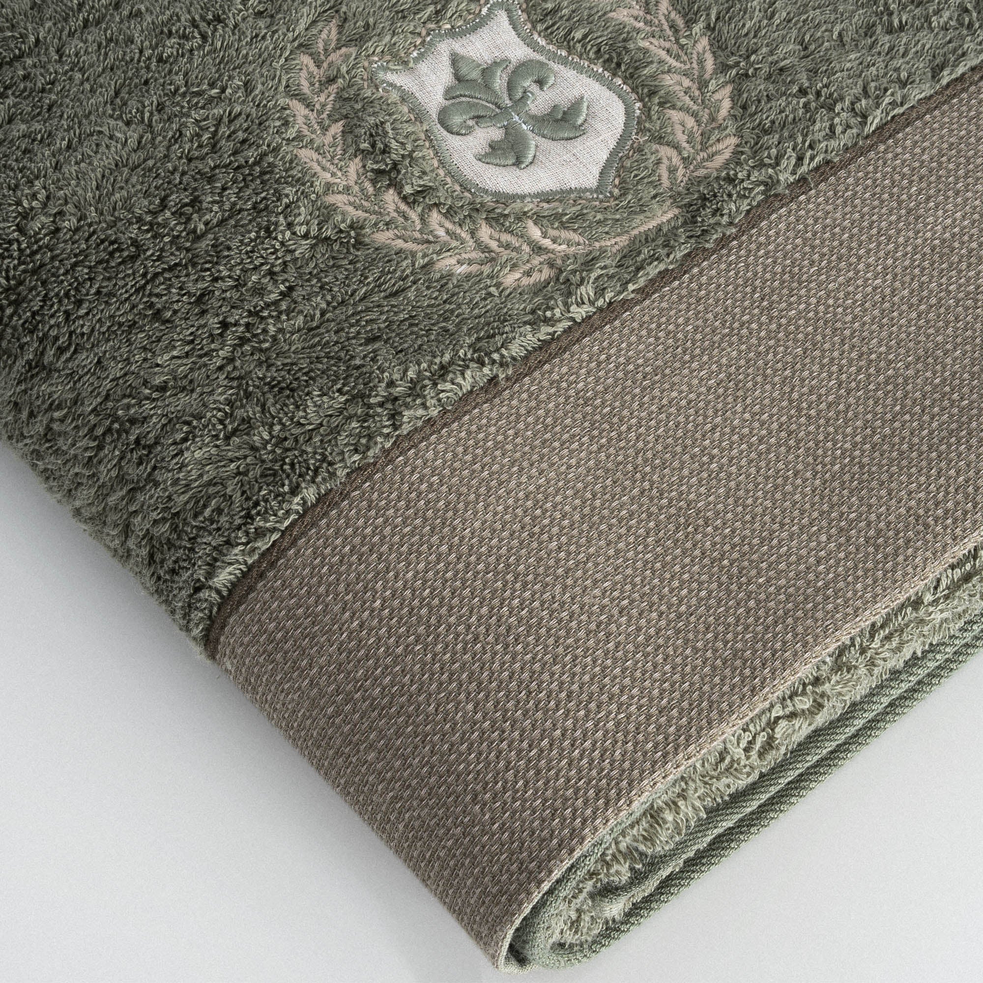 Masal Bath Towel 100% Organic Cotton Embroidery Green 80x150 Cm