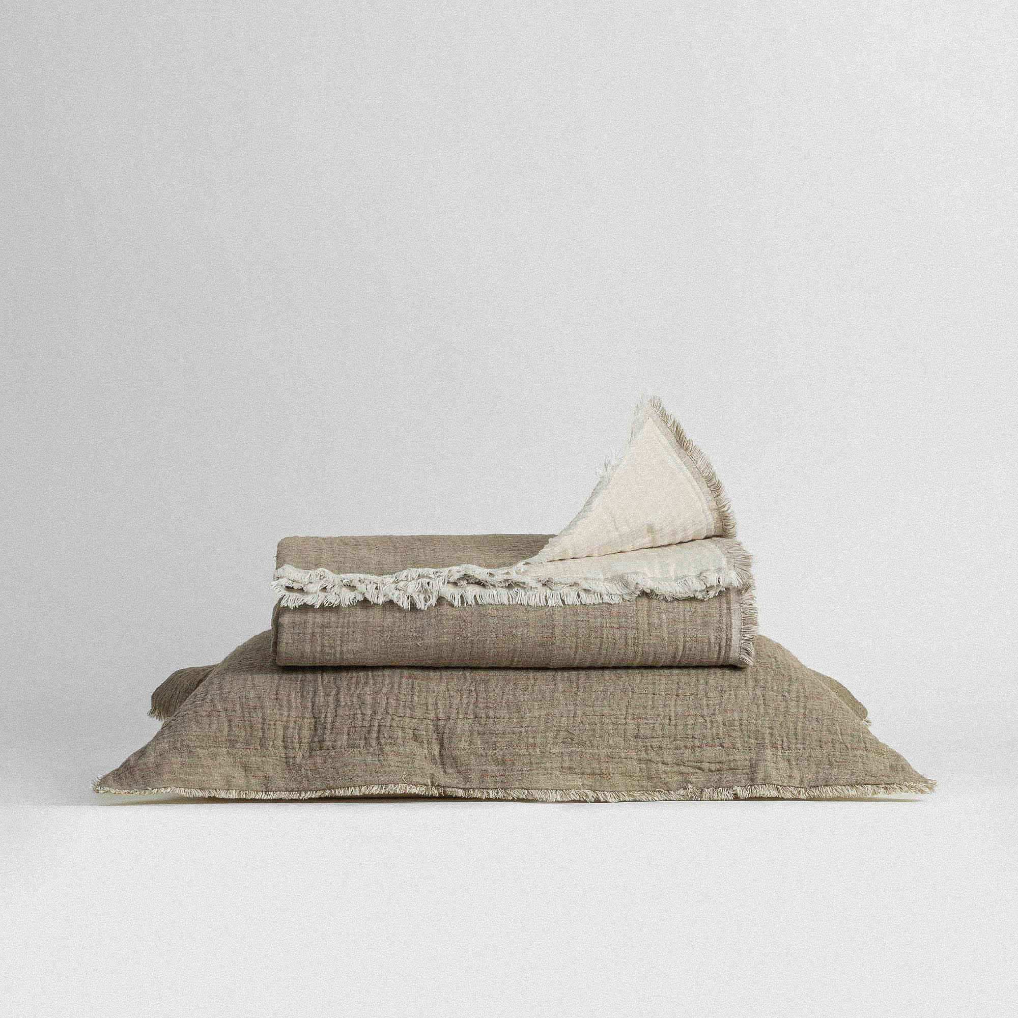 Muna Organic Cotton Single Bedspread Set Inject Green-Cream