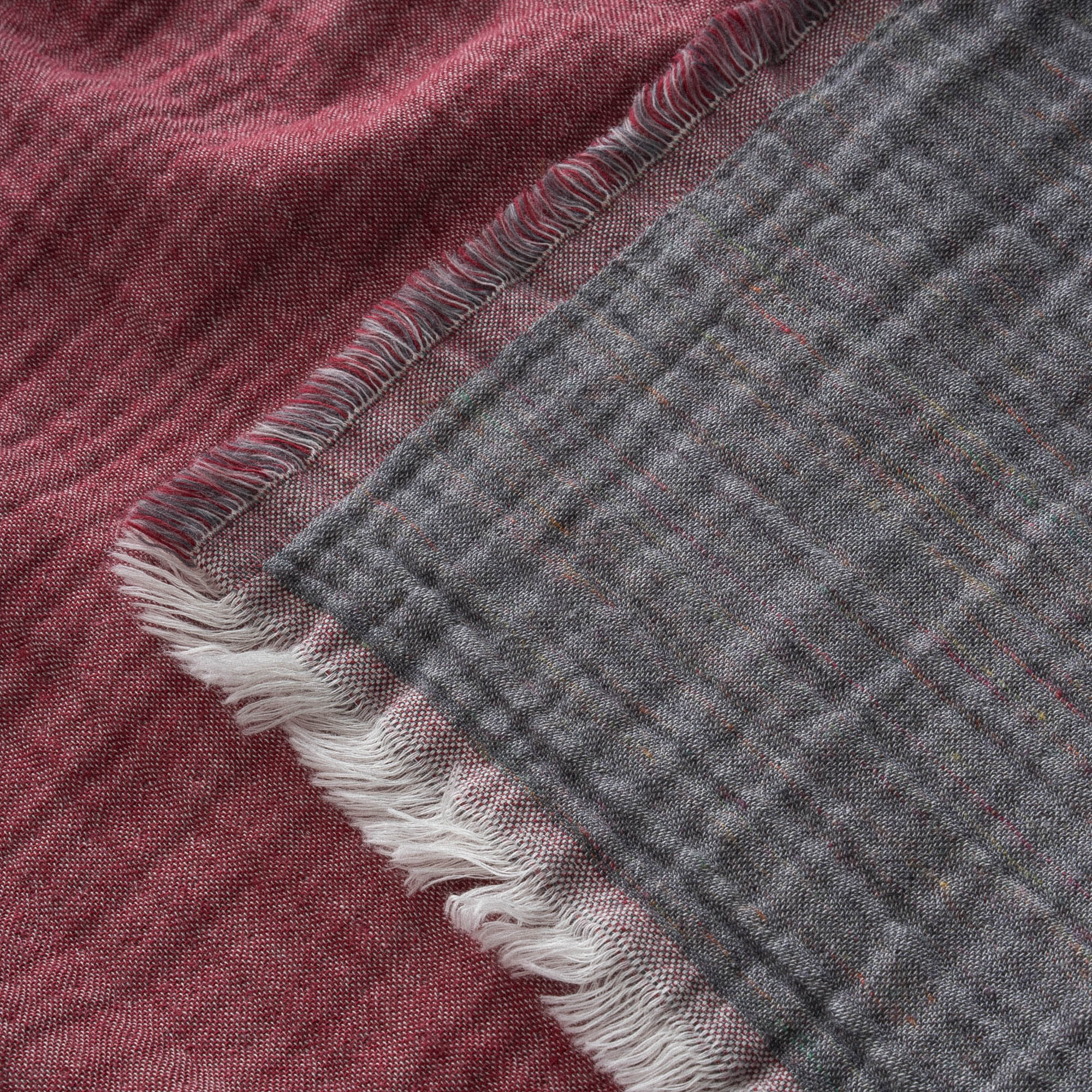 Muna Double Bedspread 100% Organic Cotton Inject Bordeaux -Anthracite 230x250 Cm