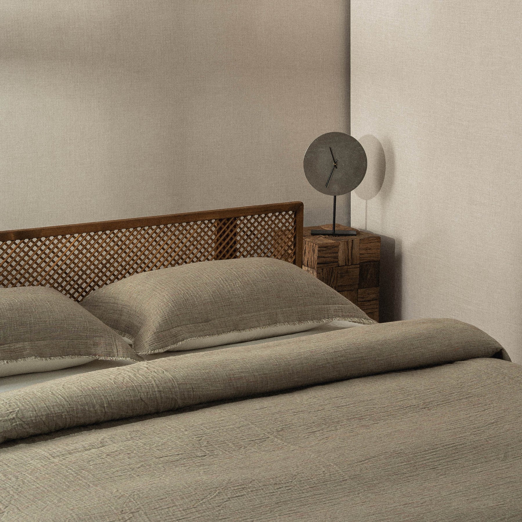 Muna Organic Turkish Cotton Double Bedspread Set Inject Green-Cream