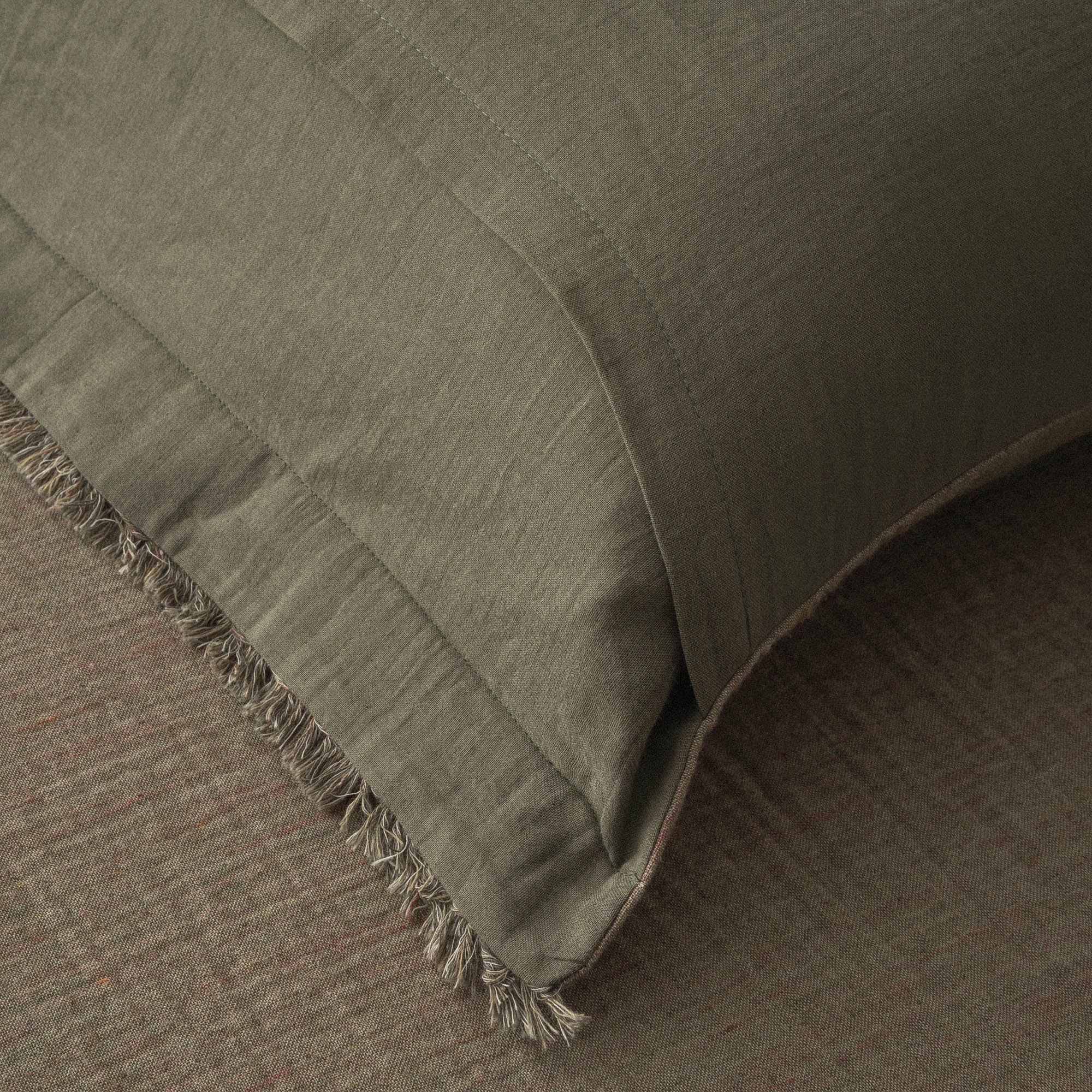 Muna Organic Turkish Cotton Double Bedspread Set Inject Green-Dark Green