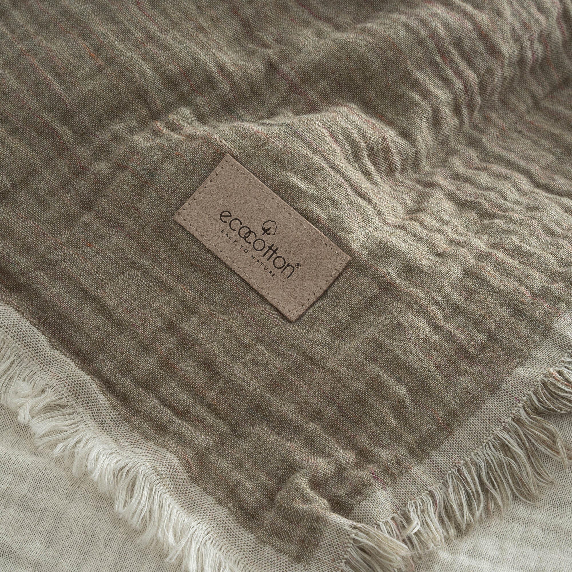 Muna Organic Cotton Double Bedspread Set Inject Green-Cream