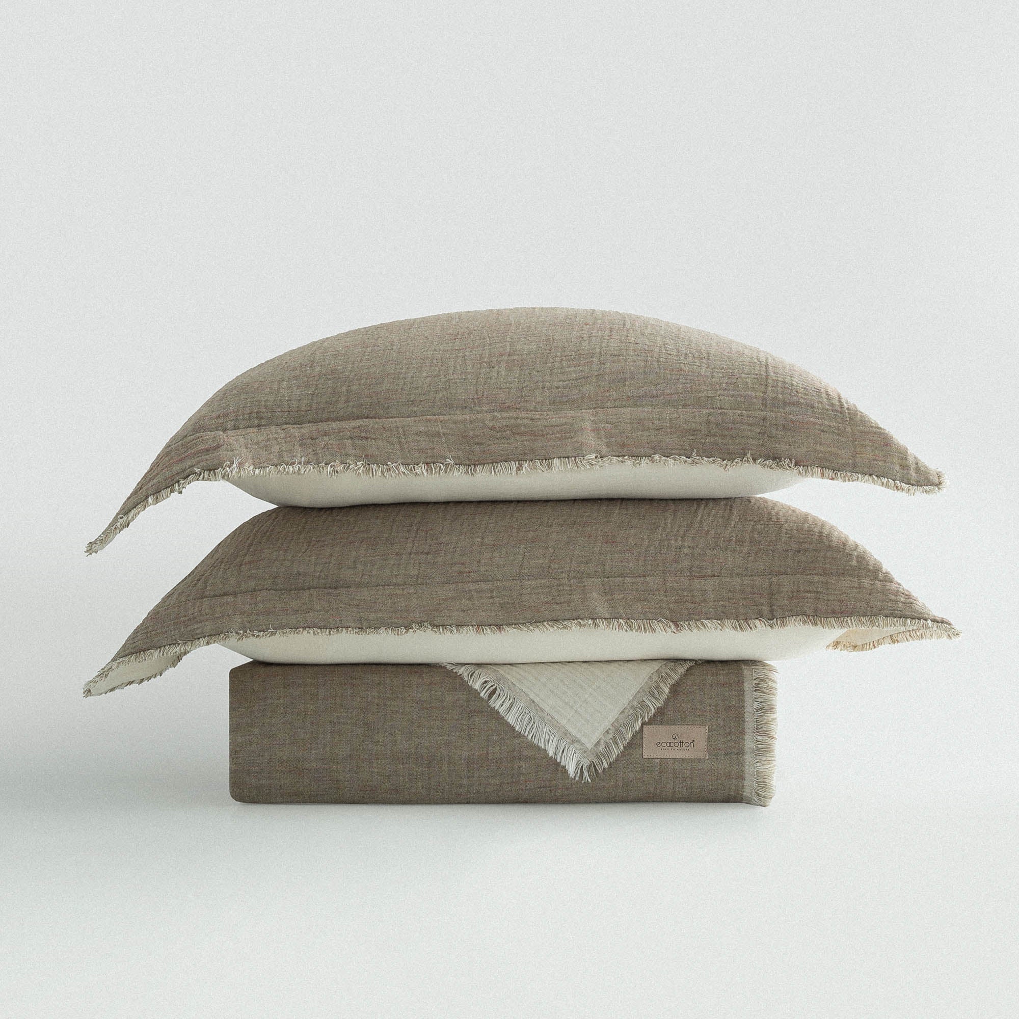 Muna Organic Cotton Double Bedspread Set Inject Green-Cream