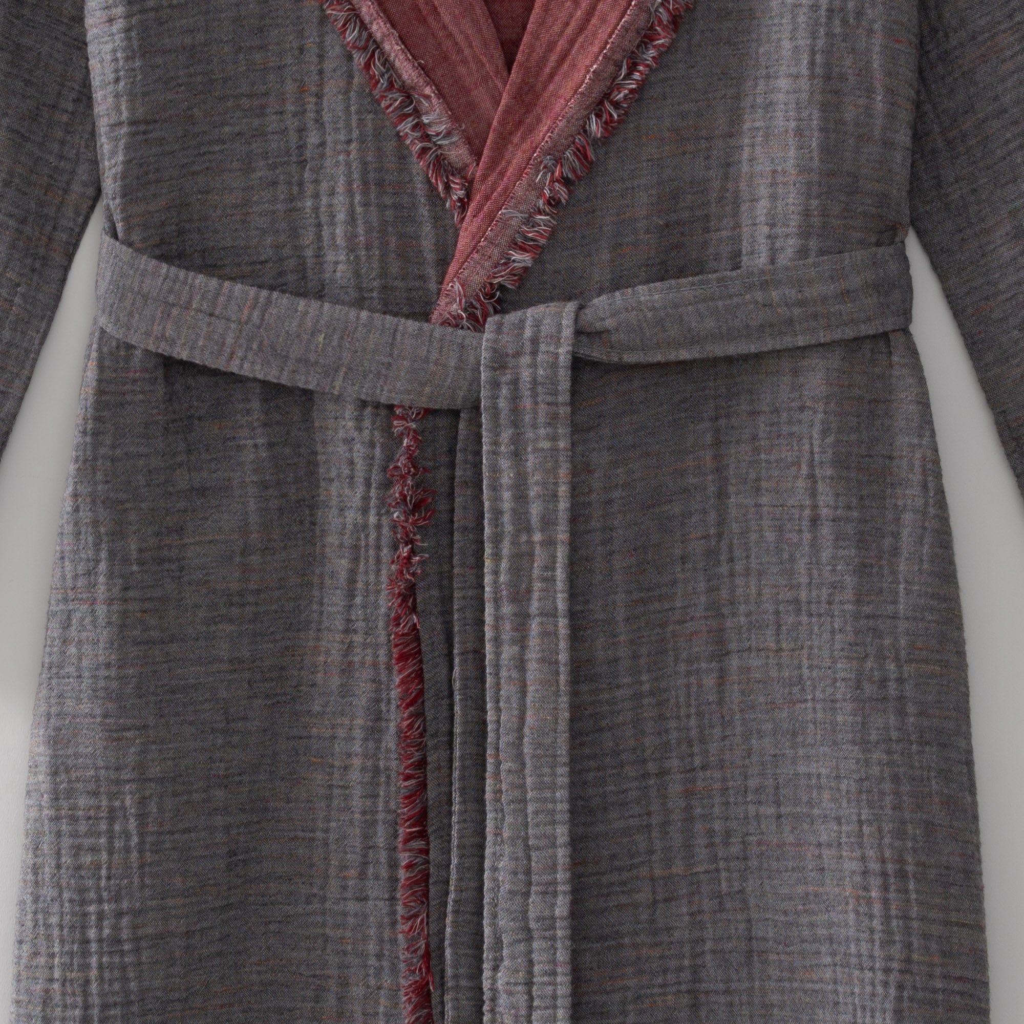 Muna Woman Bathrobe 100% Organic Cotton Inject Bordeaux -Anthracite