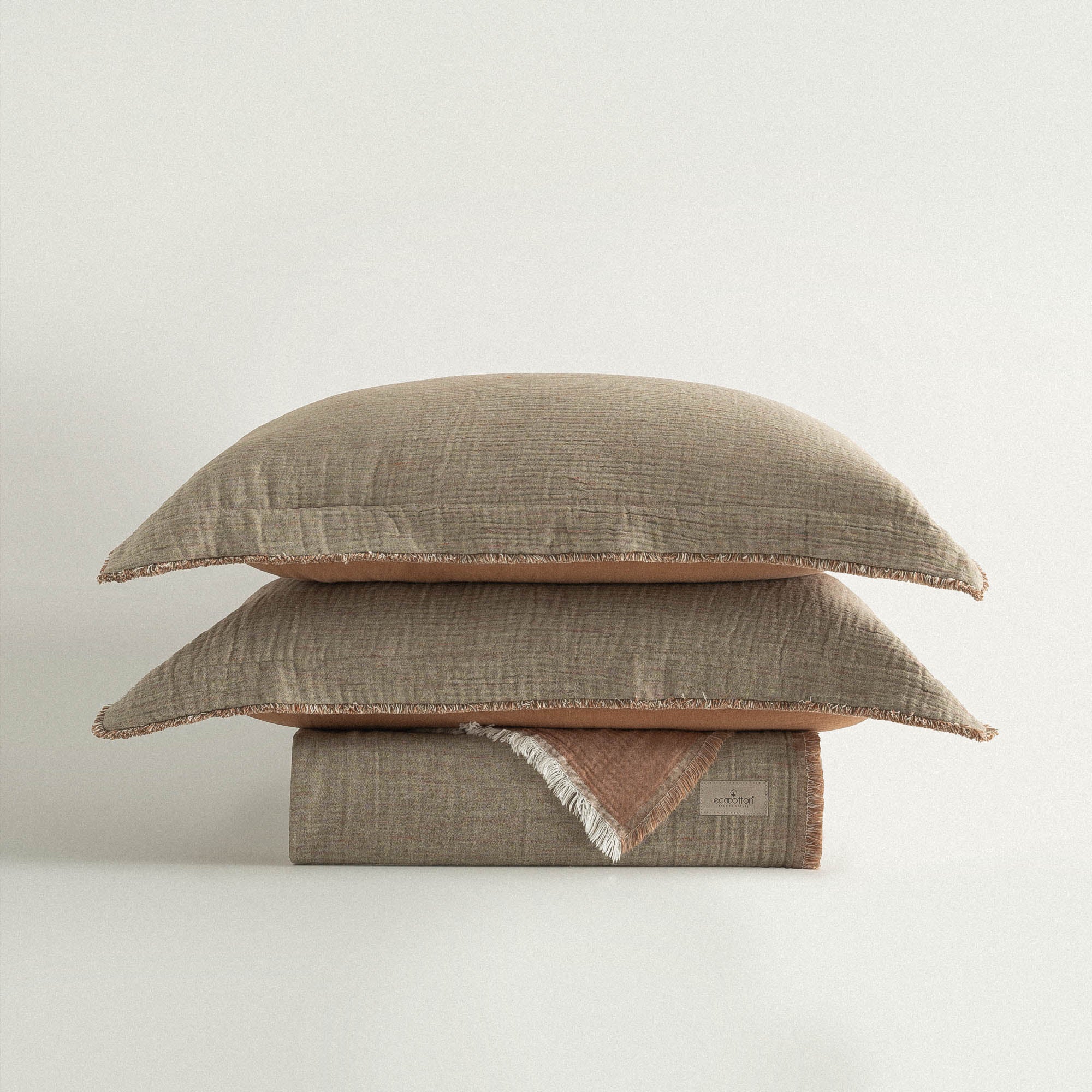 Muna Organic Cotton Inject Double Bedspread Set Green-Terra