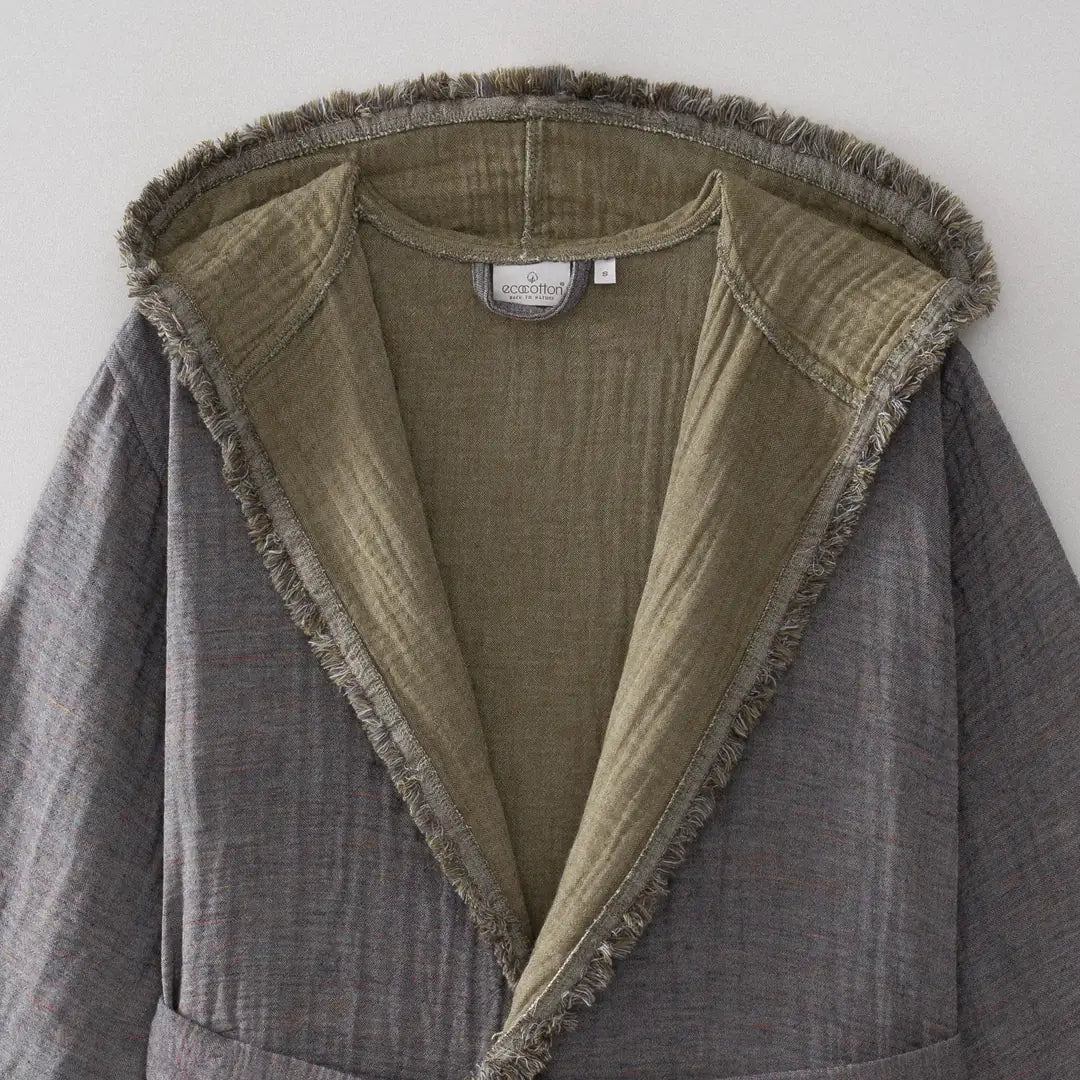 Muna Organic Turkish Cotton Women's Bathrobe Inject Green-Anthracite