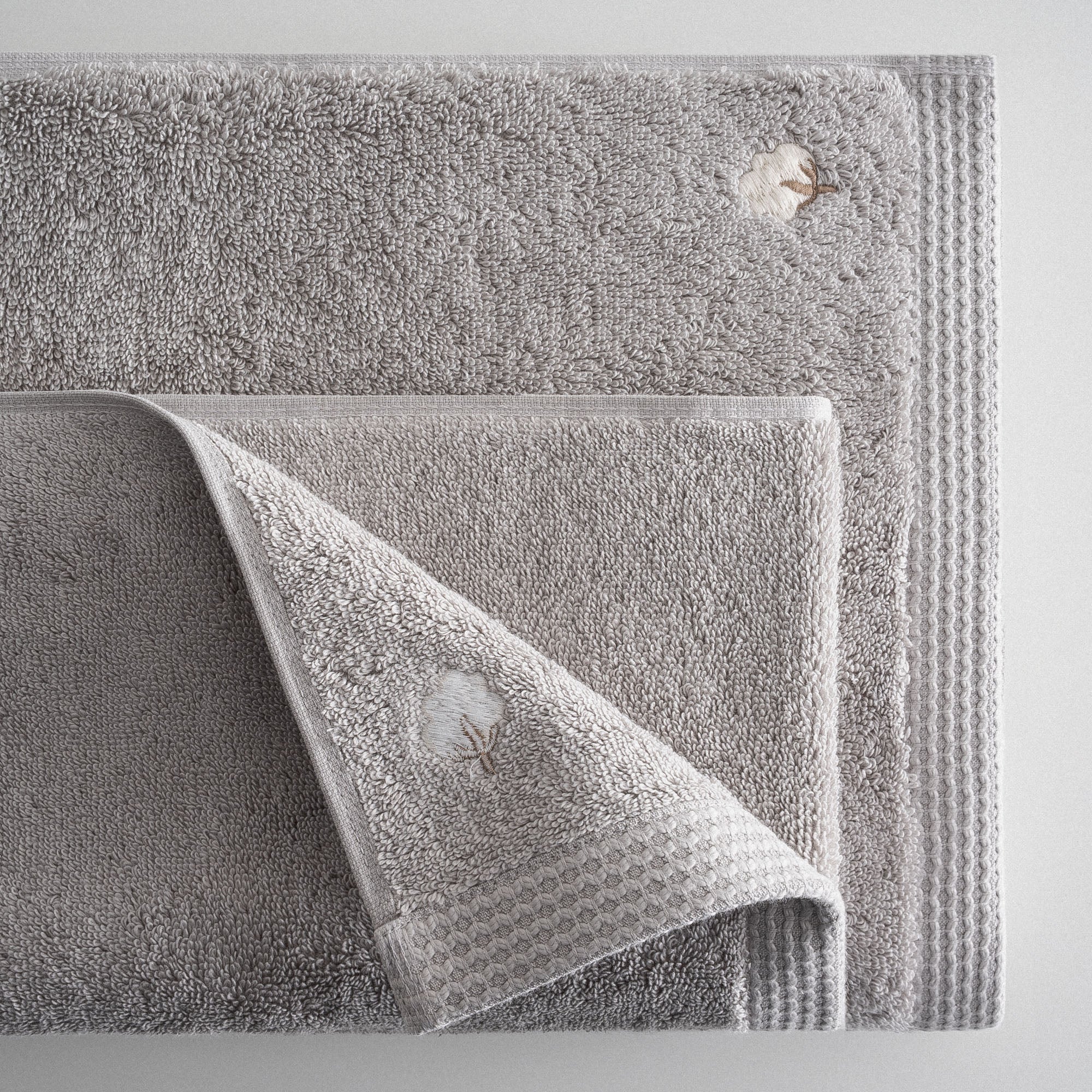 Pure Cotton Organic Turkish Cotton Bath Towel Set of 3 Gray