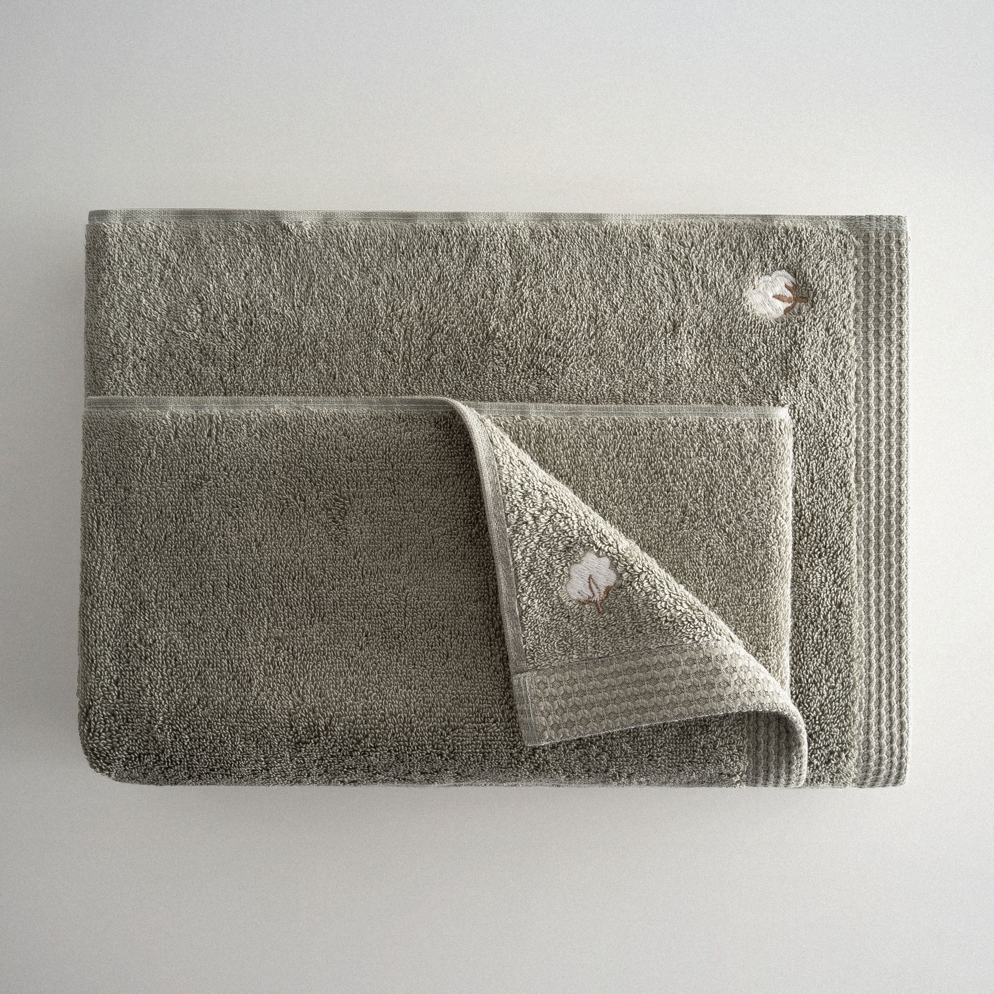 Pure Cotton Organic Bath Towel Set of 3 Green