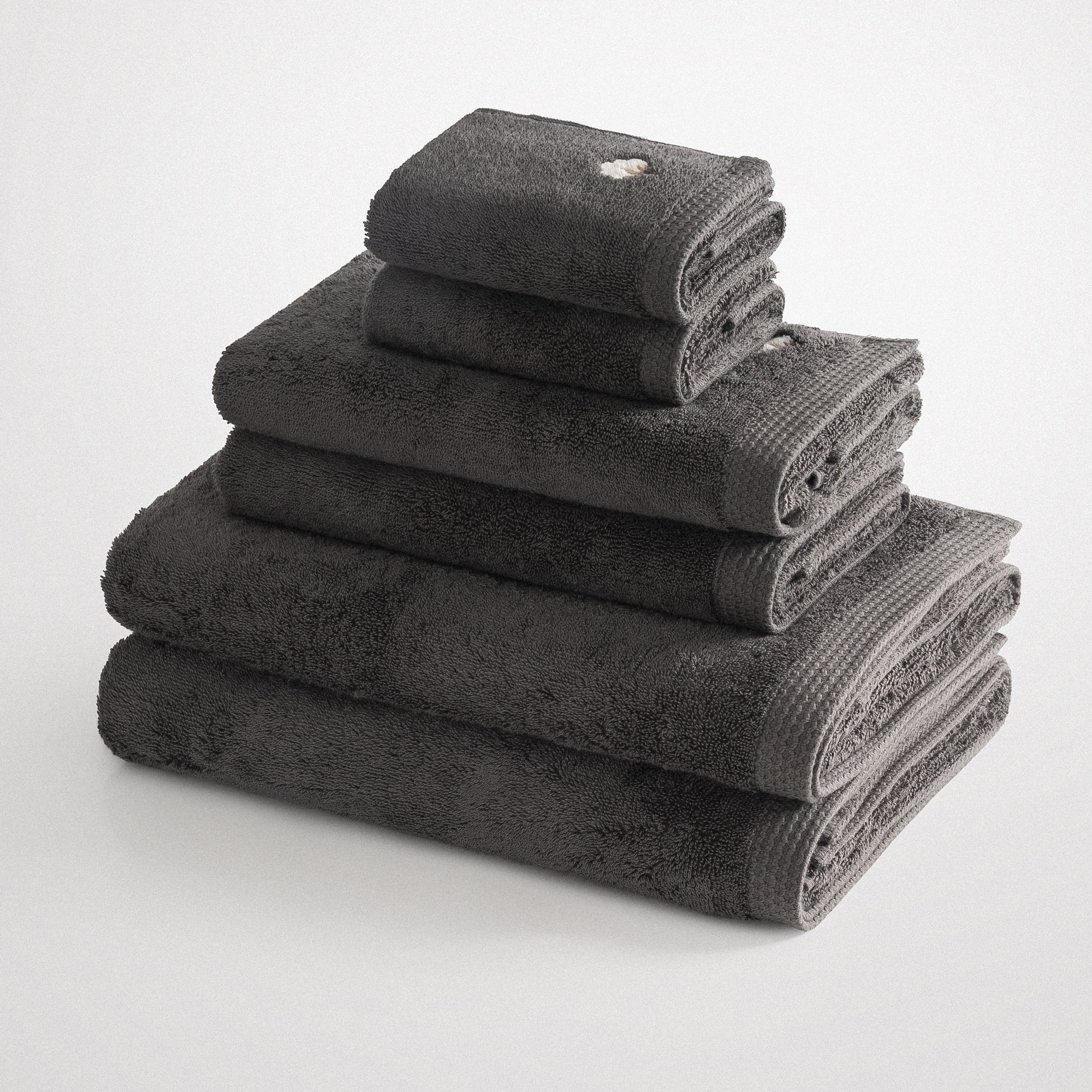 Pure Cotton Organic Turkish Cotton Bath Towel Set of 6 Anthracite