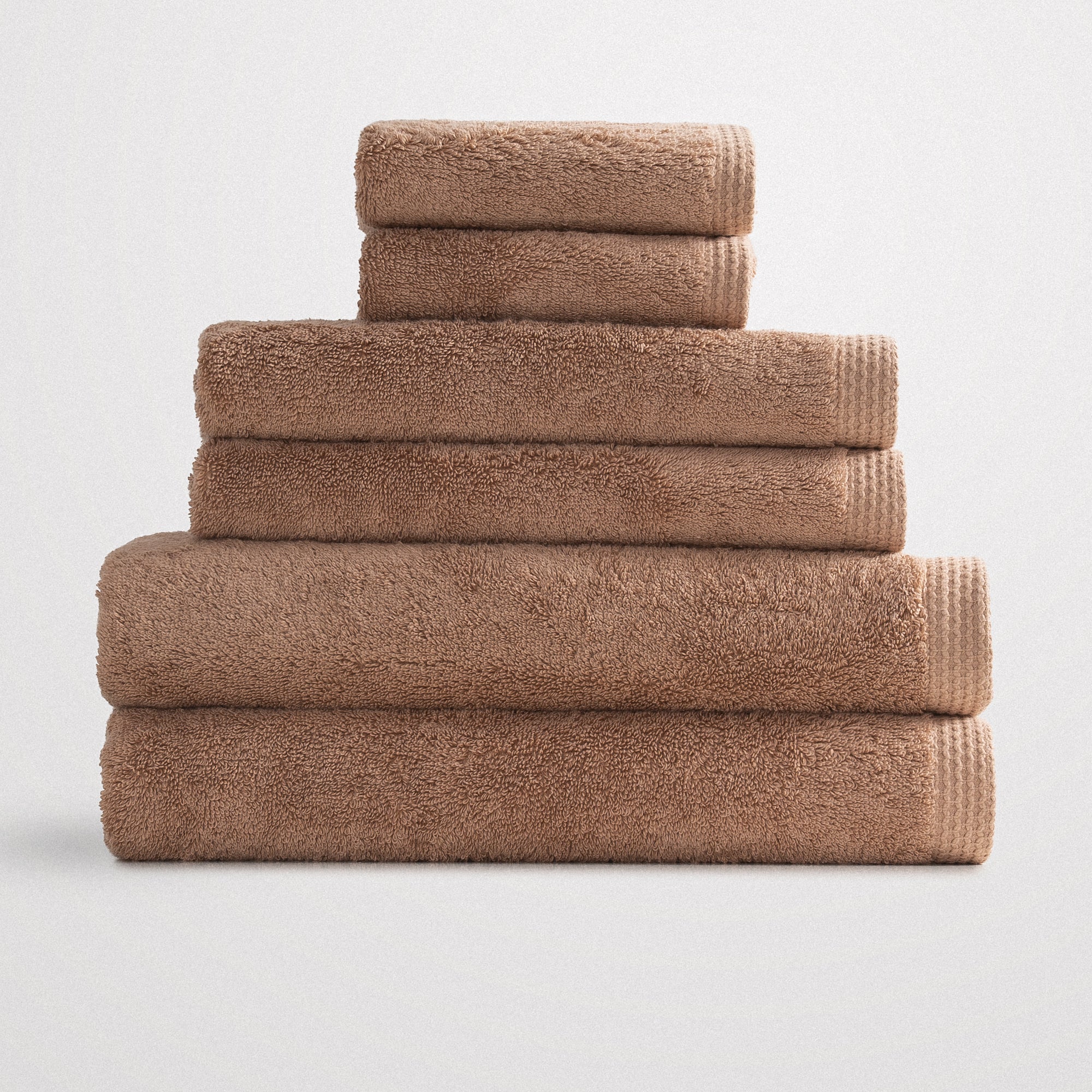 Pure Cotton Organic Turkish Cotton Bath Towel Set of 6 Brown