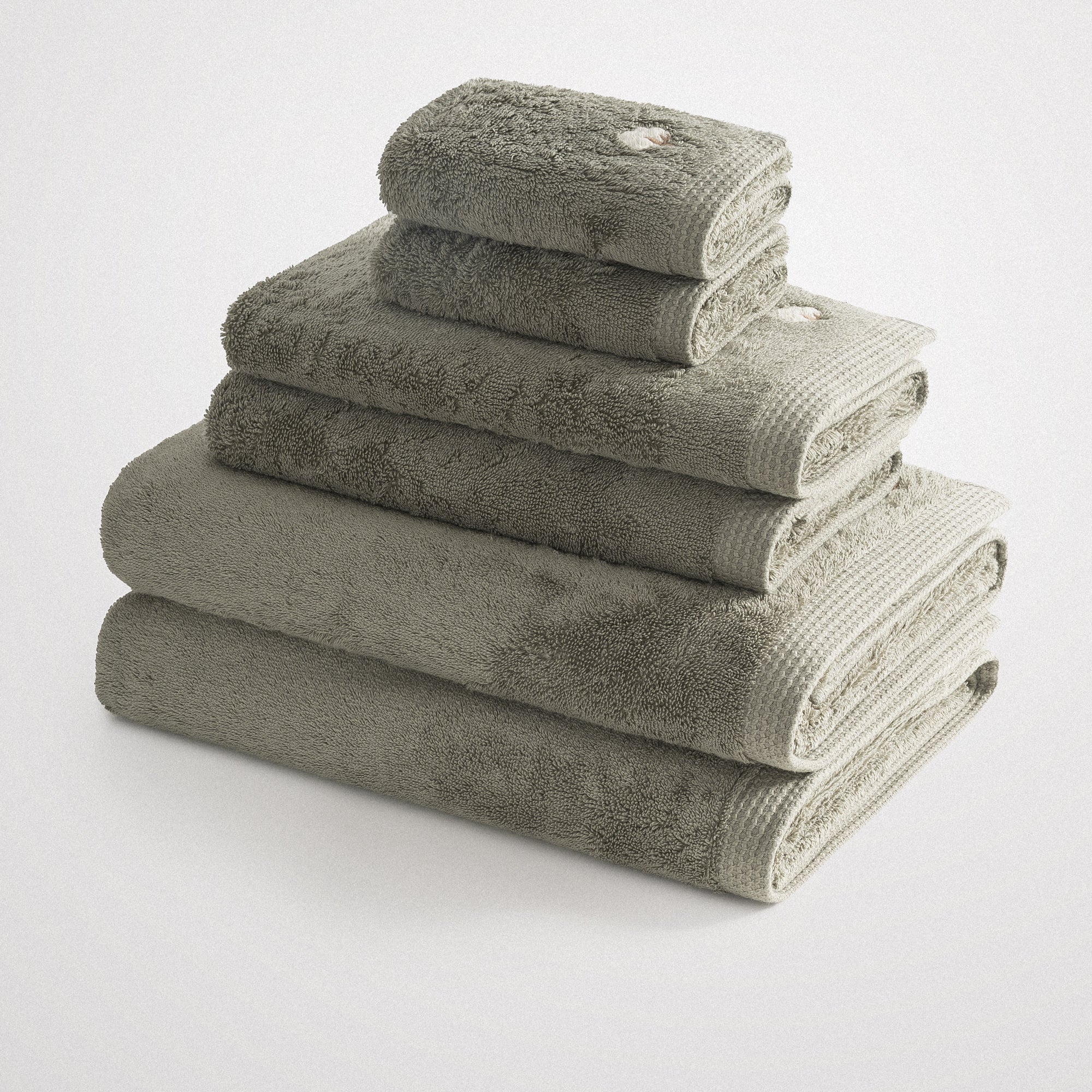Pure Cotton Organic Turkish Cotton Bath Towel Set of 6 Green
