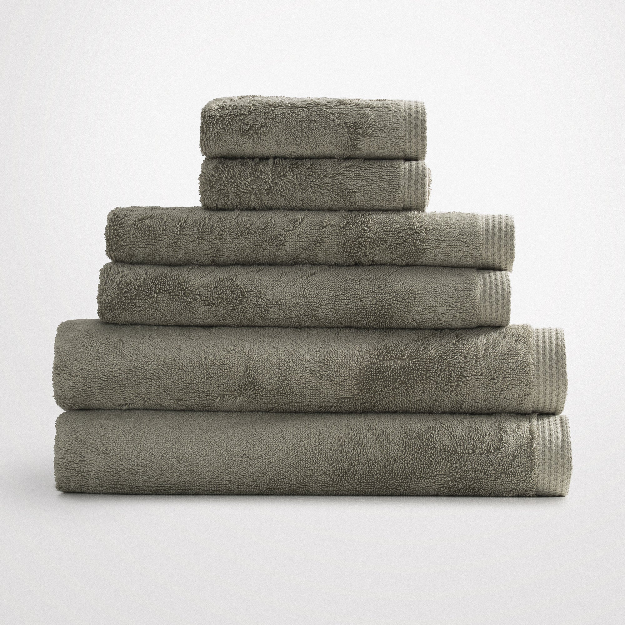 Pure Cotton Organic Turkish Cotton Bath Towel Set of 6 Green