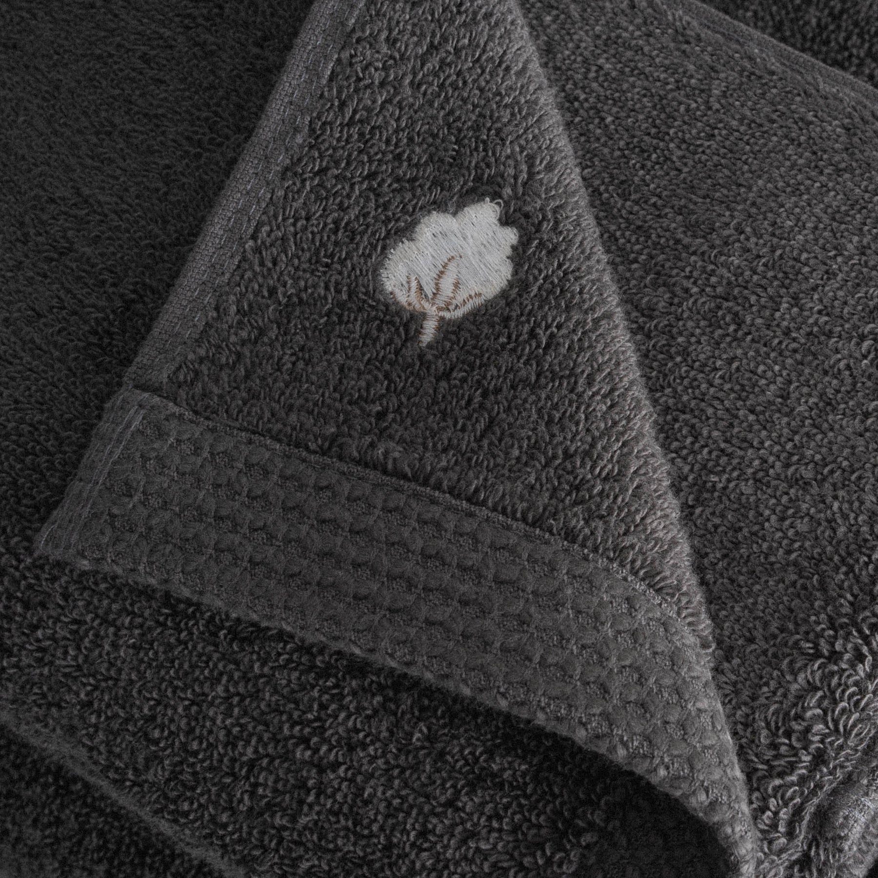 Pure Cotton Organic Turkish Cotton Bath Towel Set of 6 Anthracite