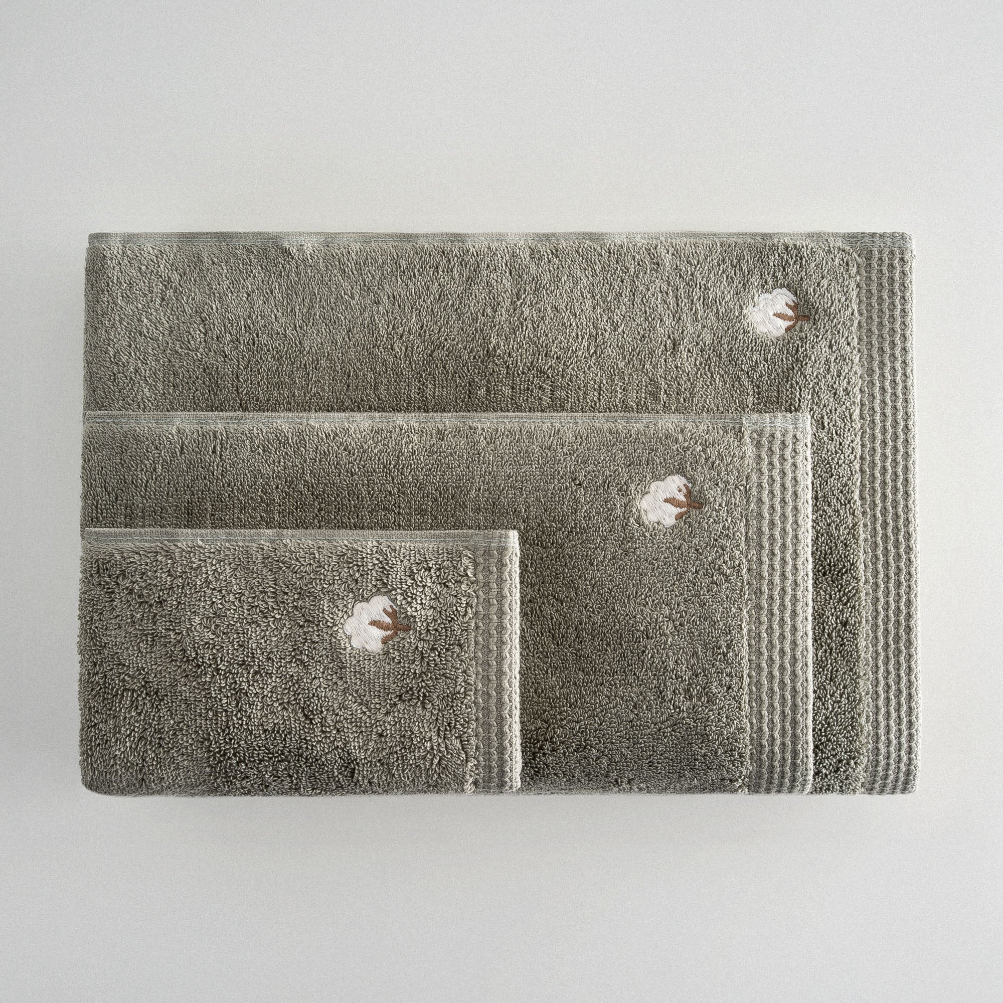 Pure Cotton Organic Bath Towel Set of 3 Green