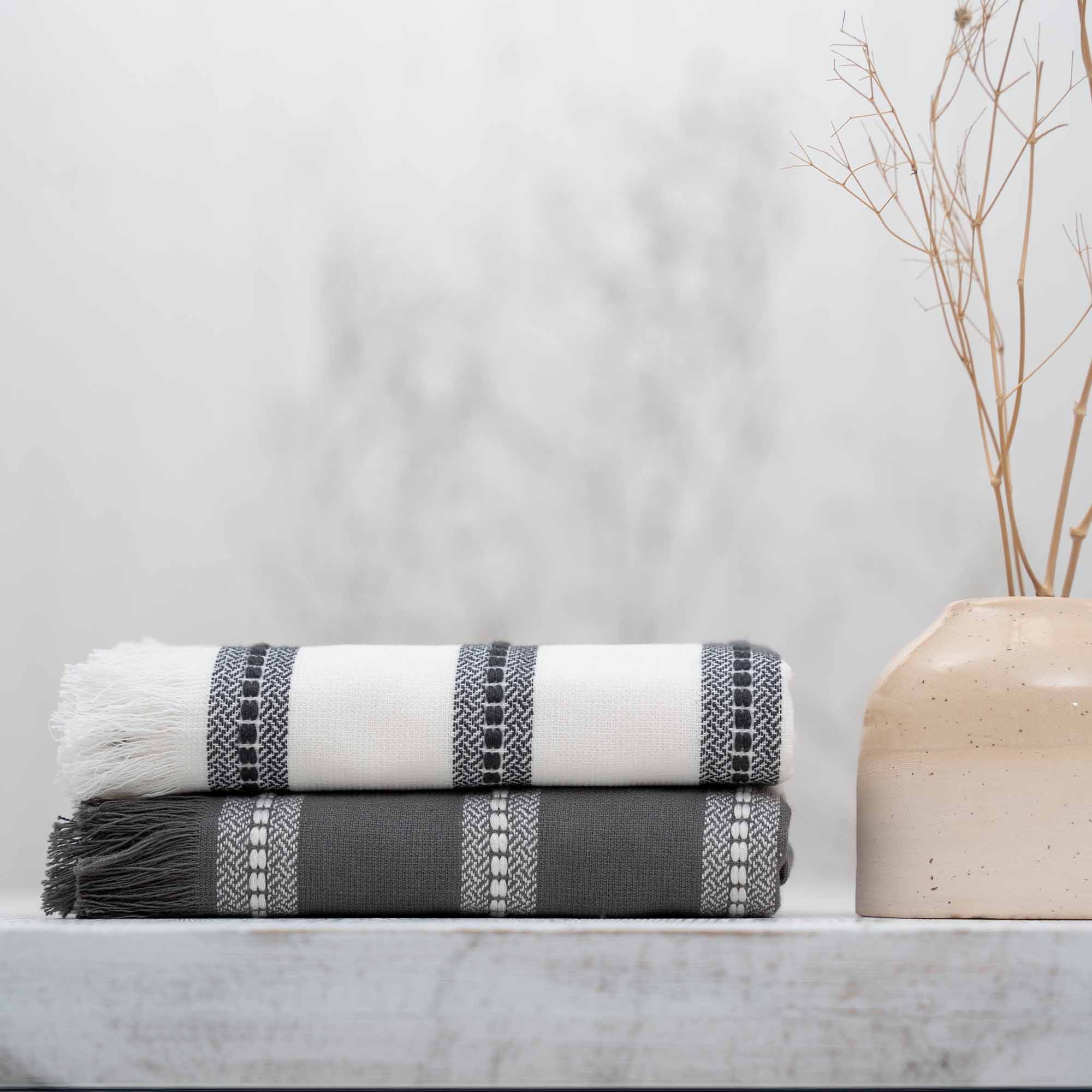 Neva Cotton Bouclé Dish Towel Set of 2 Cream/Anthracite