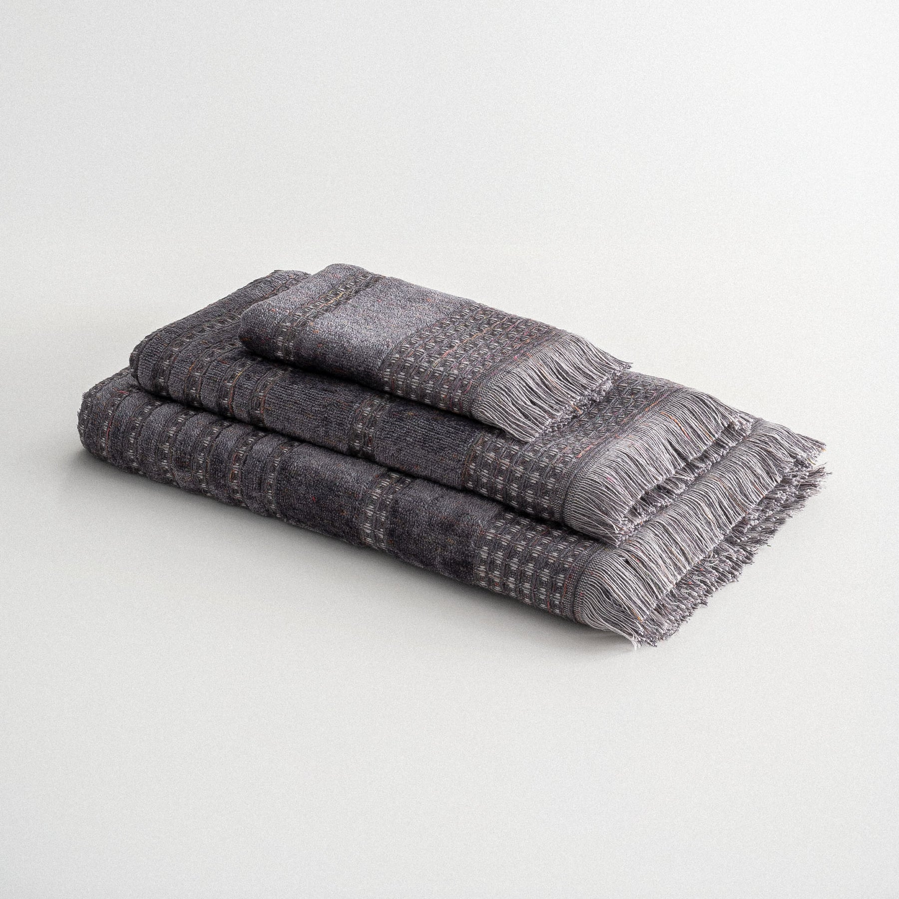 Zeus Organic Turkish Cotton Bath Towel Set of 3 Inject Anthracite