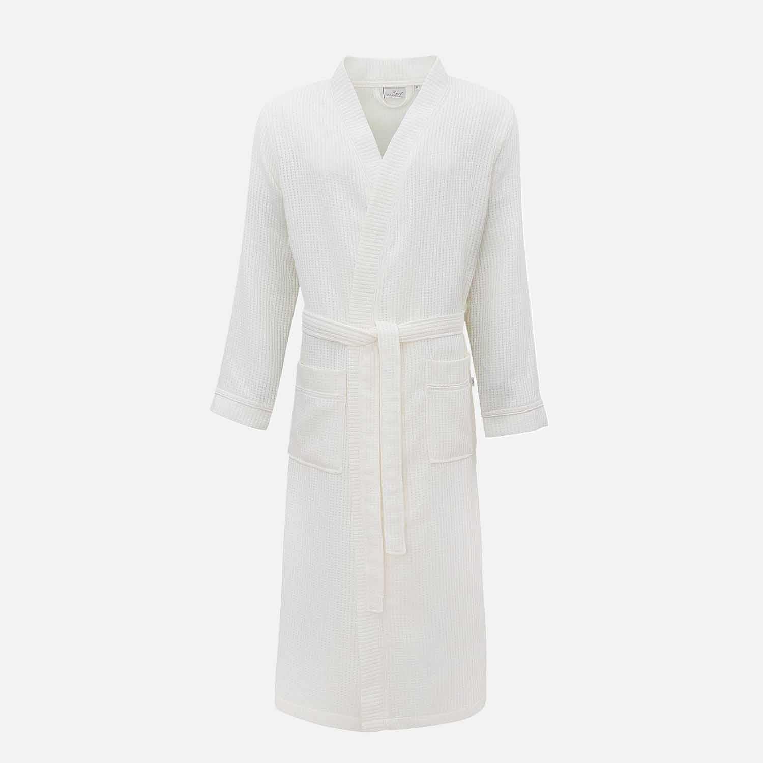 Alessa Organic Cotton Pique Men's Bathrobe Cream