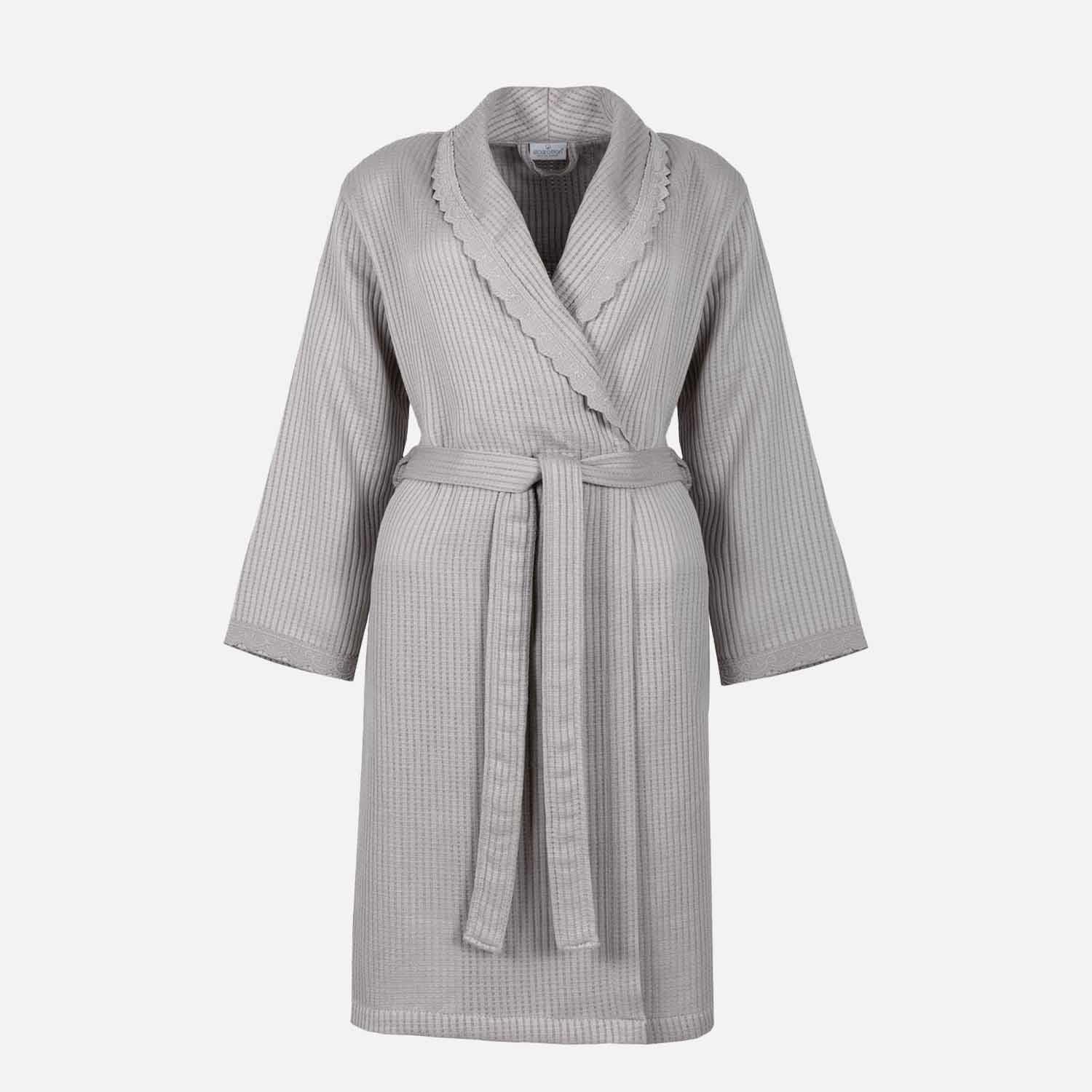 Alessa Organic Cotton Pique Women's Bathrobe Gray