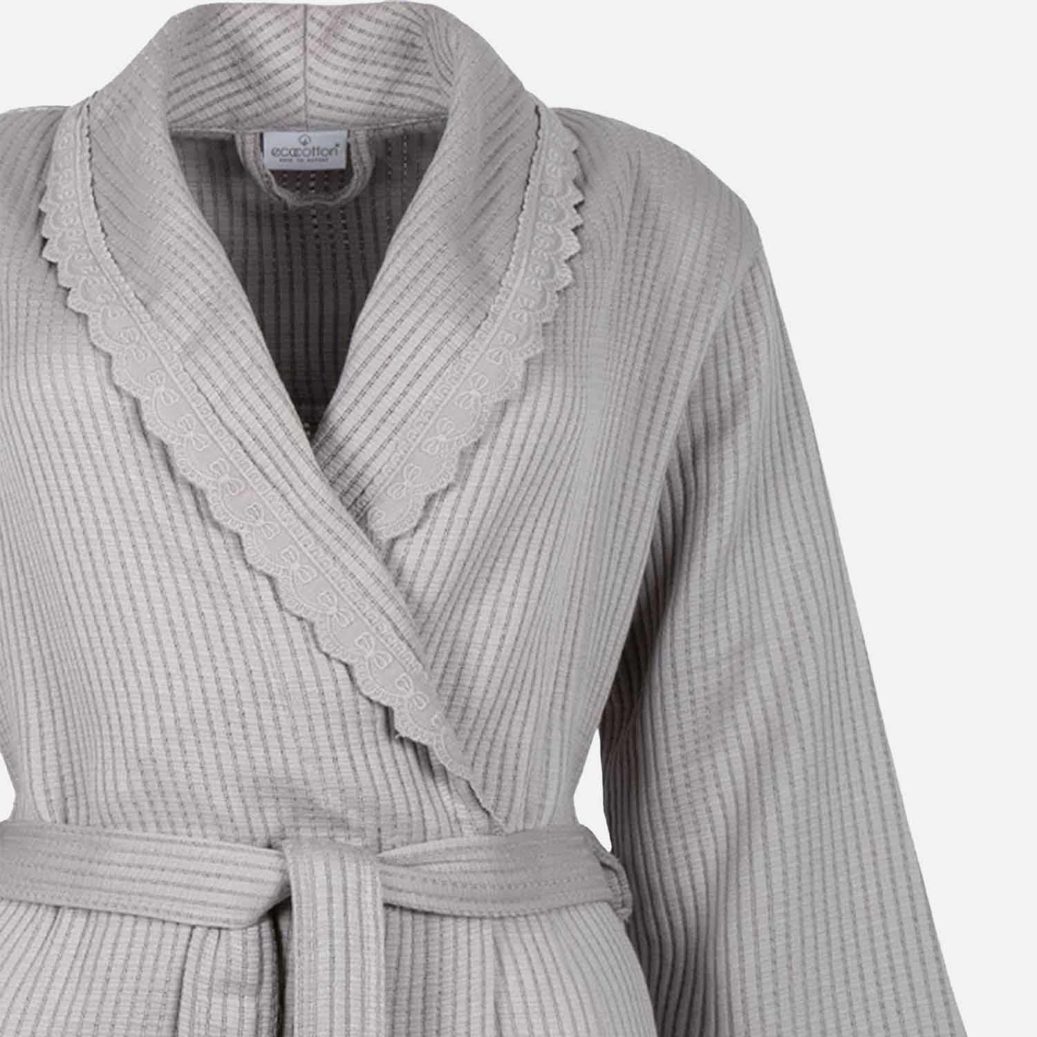 Alessa Organic Cotton Pique Women's Bathrobe Gray