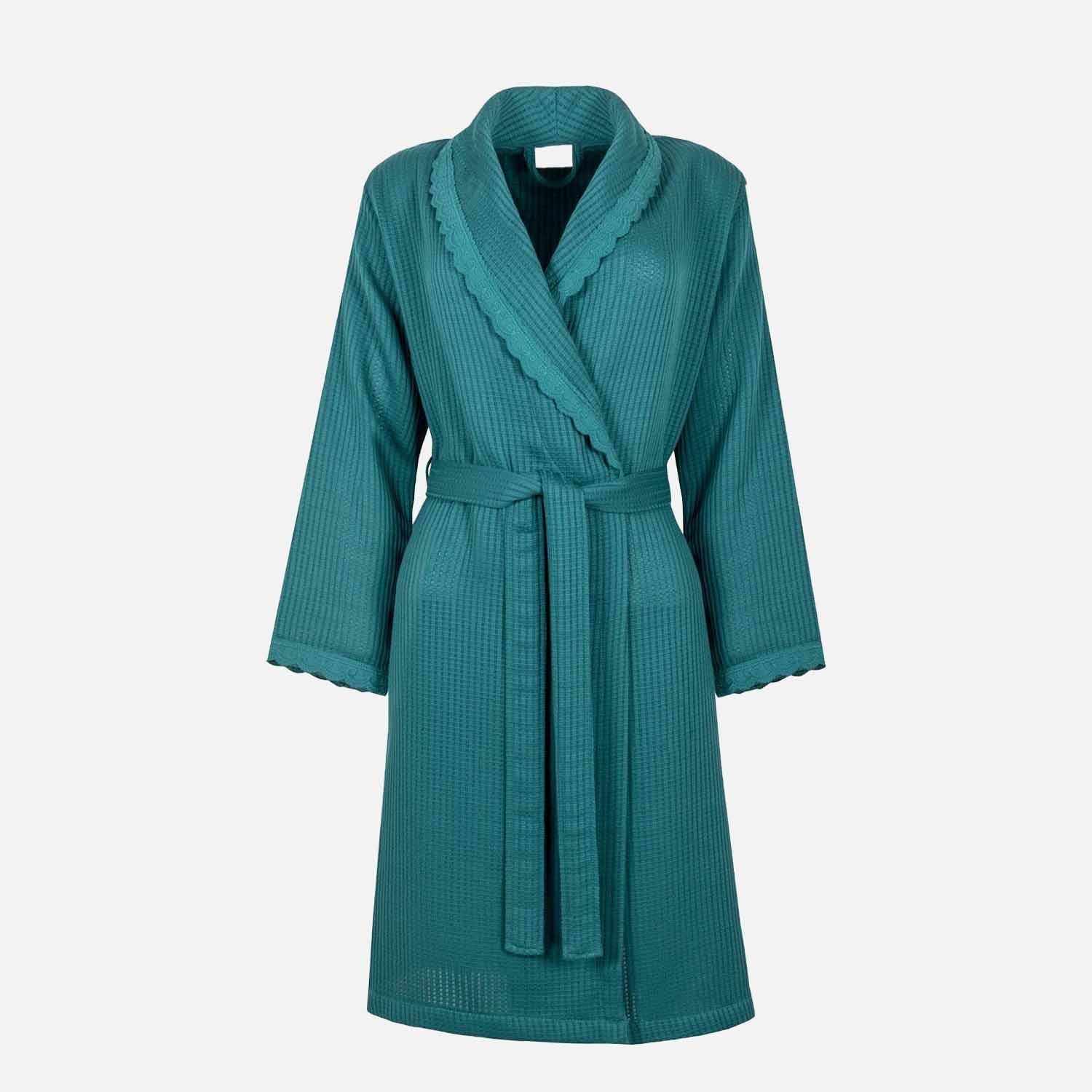 Alessa Organic Cotton Pique Women's Bathrobe Petrol