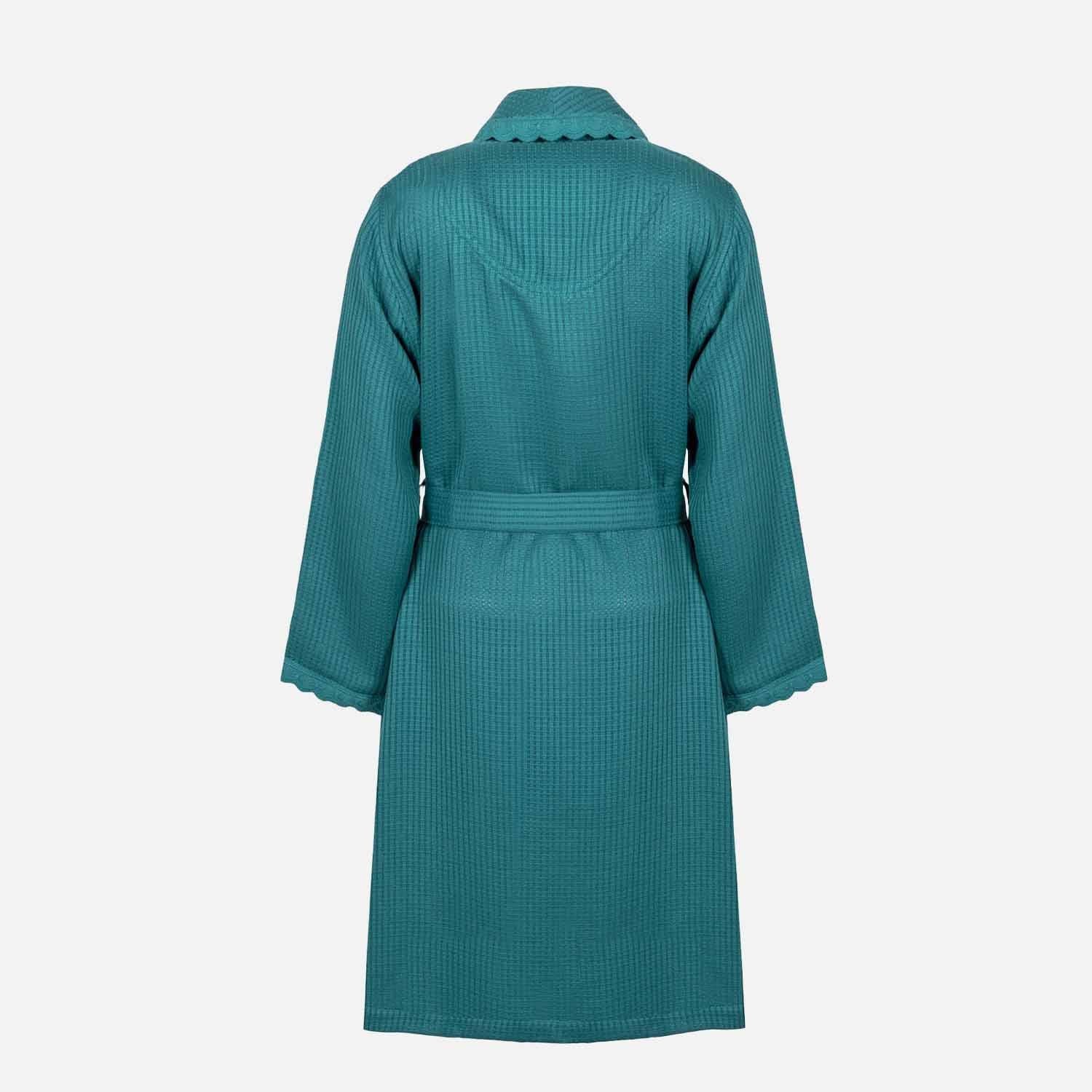 Alessa Organic Cotton Pique Women's Bathrobe Petrol