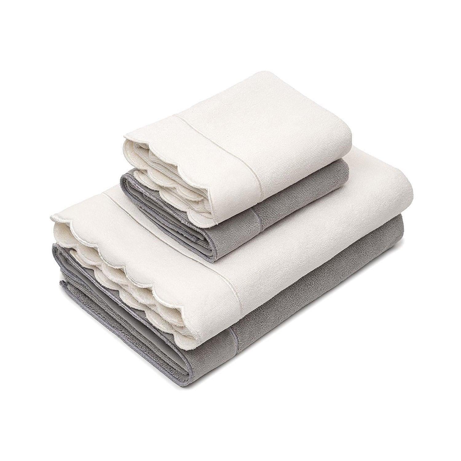 Arven Organic Cotton Bath Towel Set Cream/Gray