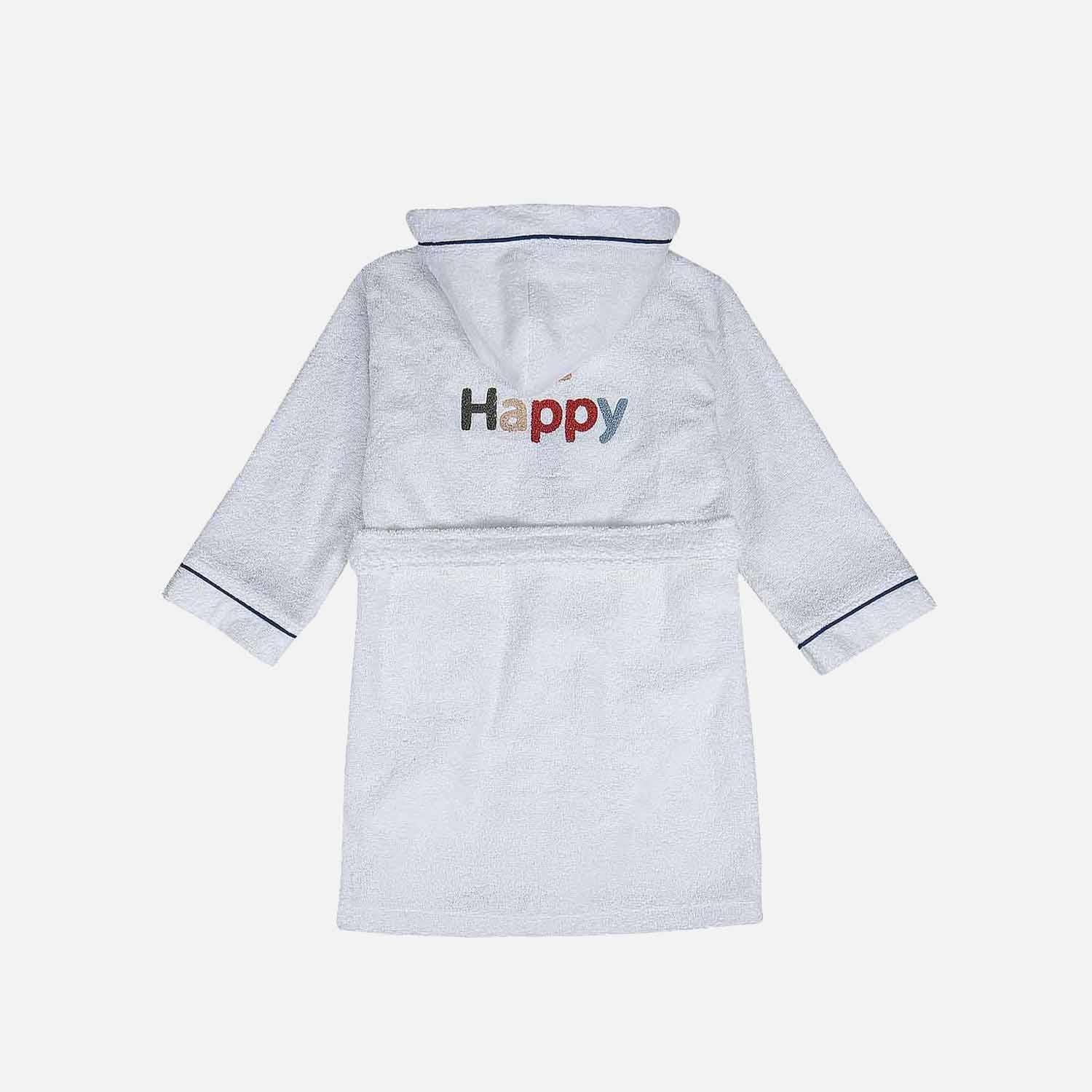 Be Happy Cotton Kids' Bathrobe Cream/Navy Blue