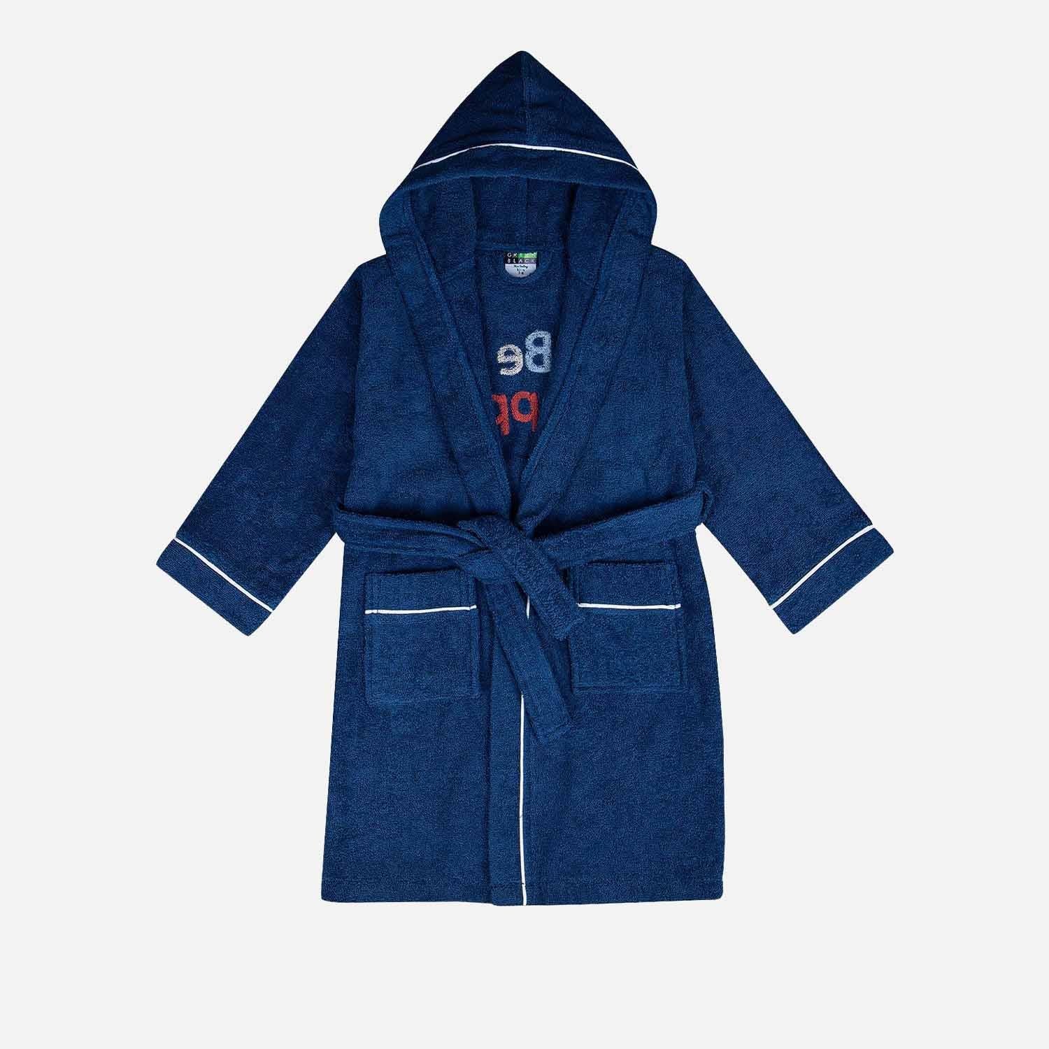 Be Happy Cotton Kids' Bathrobe Navy Blue