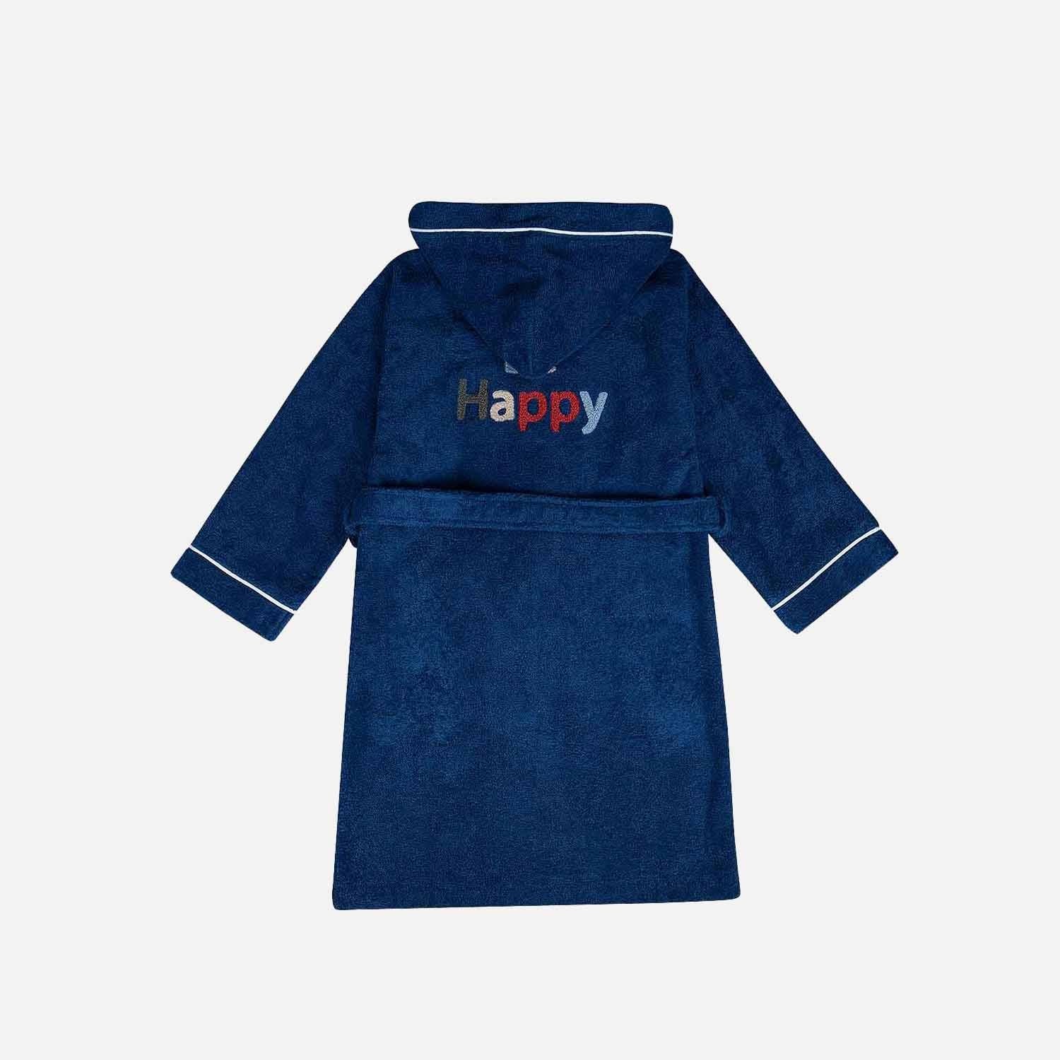 Be Happy Cotton Kids' Bathrobe Navy Blue