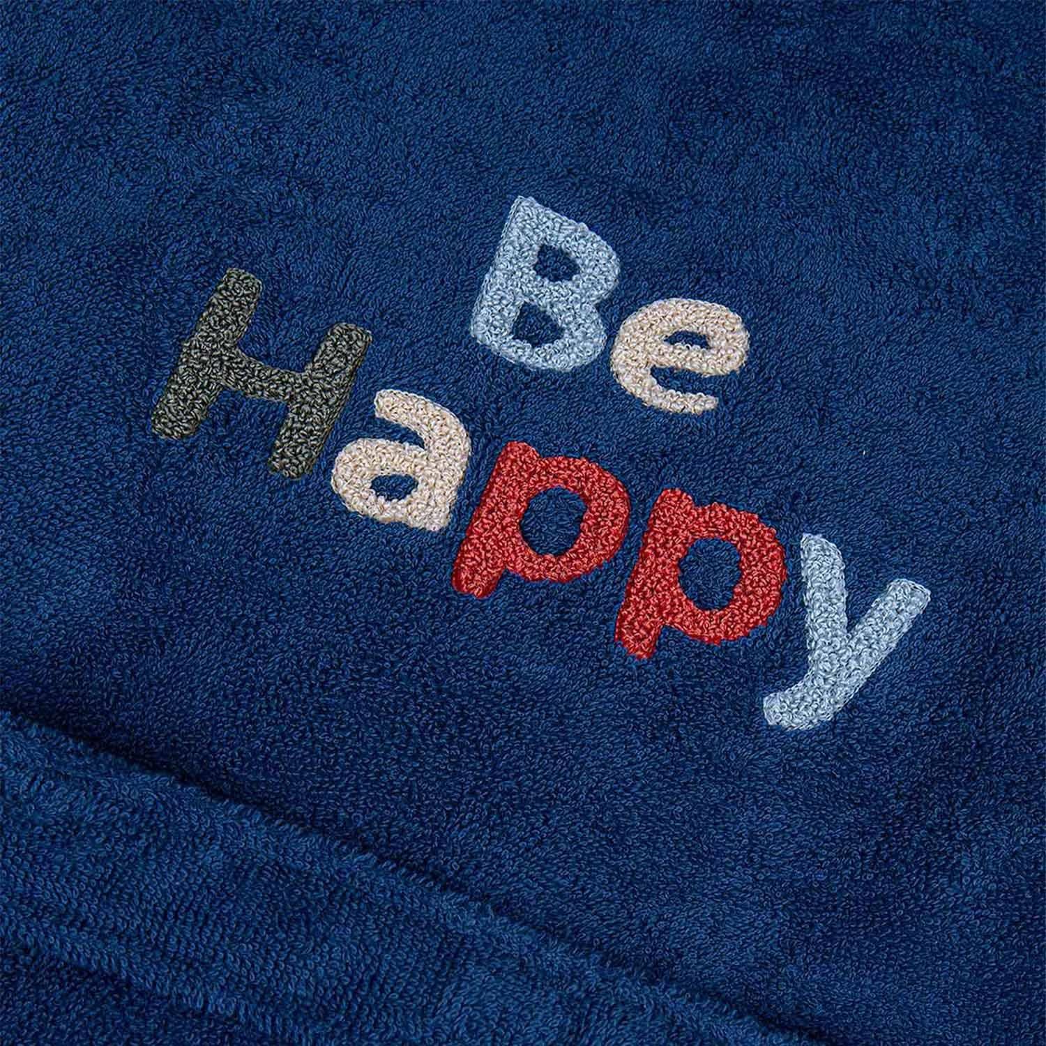 Be Happy Cotton Kids' Bathrobe Navy Blue