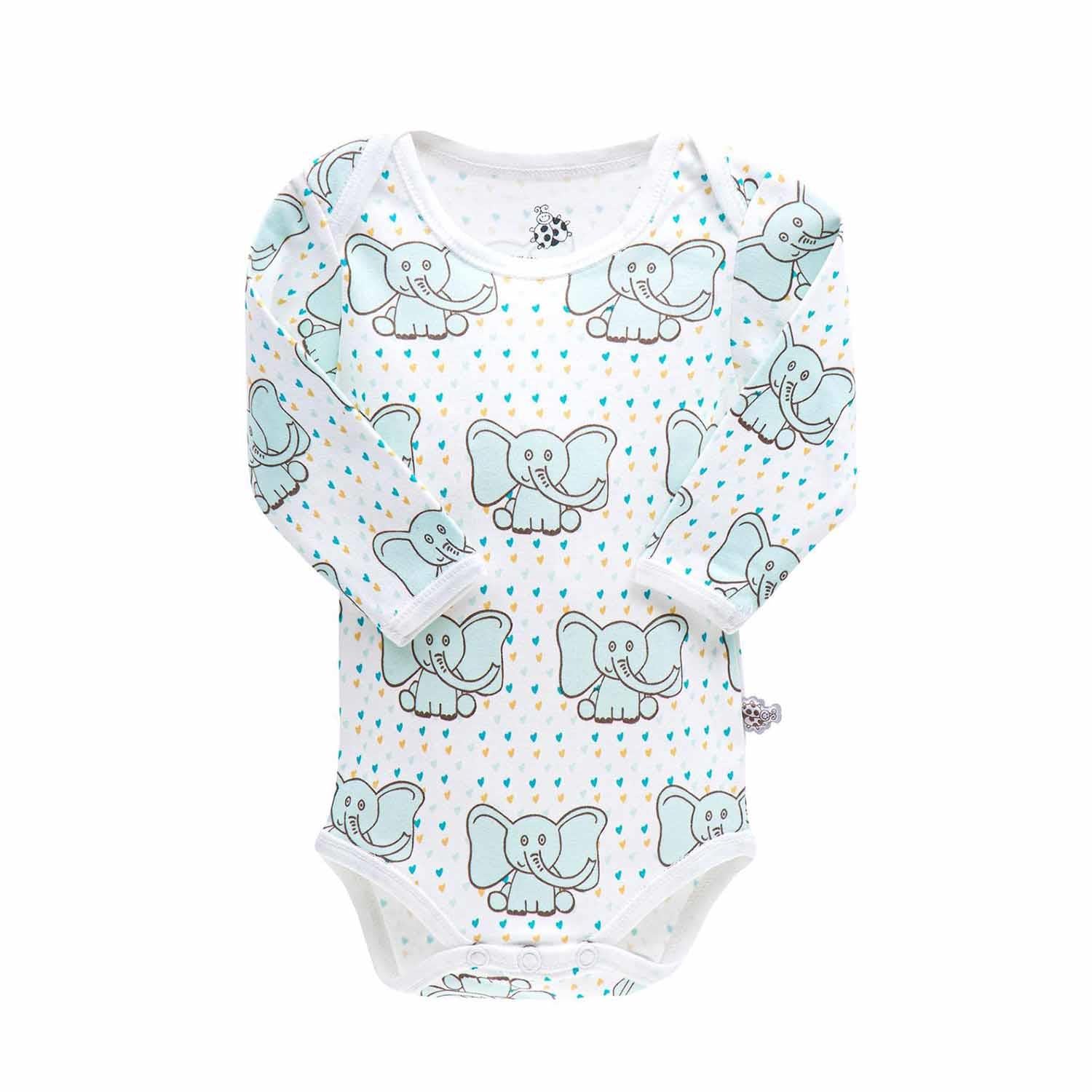 Borneo Organic Cotton Baby Bodysuit Set of 2 Long Sleeved White-Mint