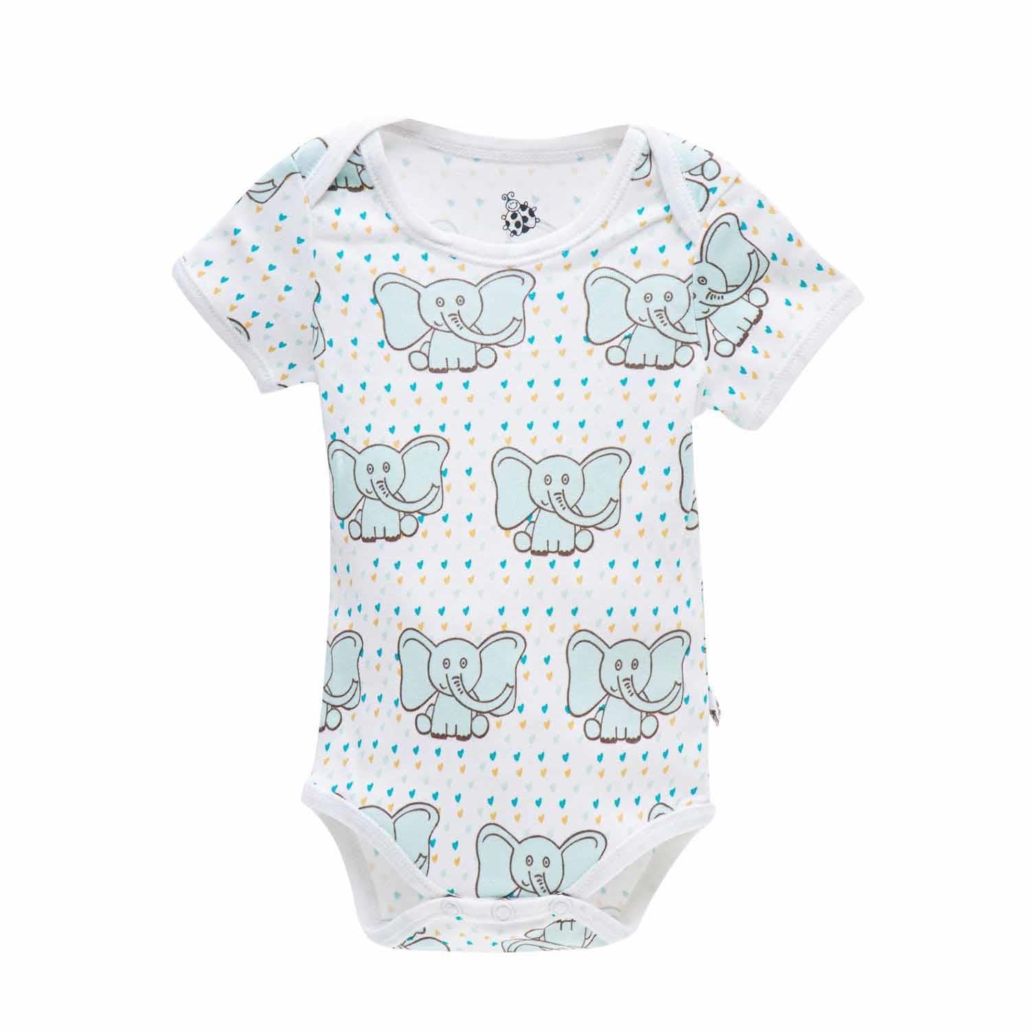 Borneo Organic Cotton Baby Bodysuit Set of 2 Short Sleeved White-Mint