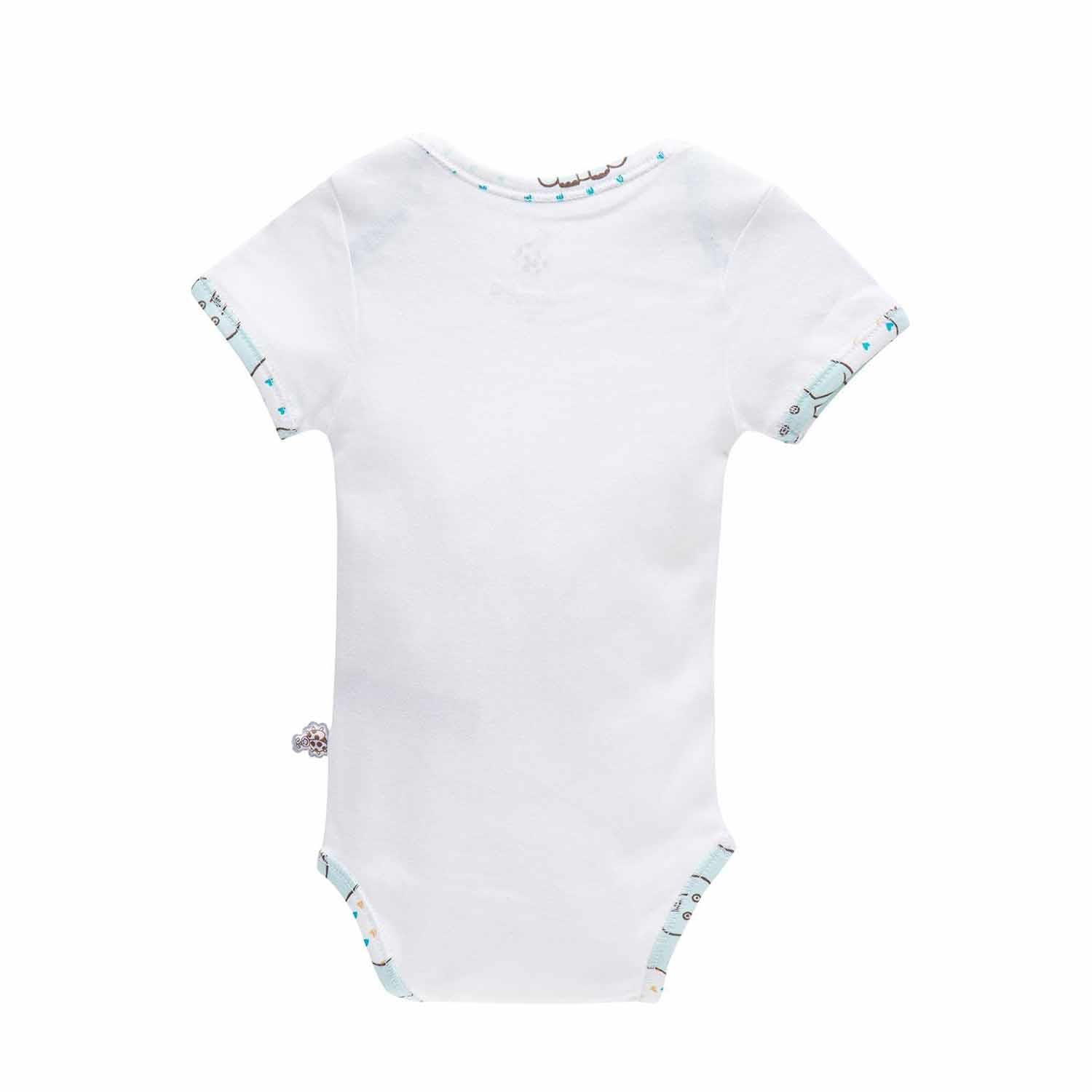 Borneo Organic Cotton Baby Bodysuit Set of 2 Short Sleeved White-Mint