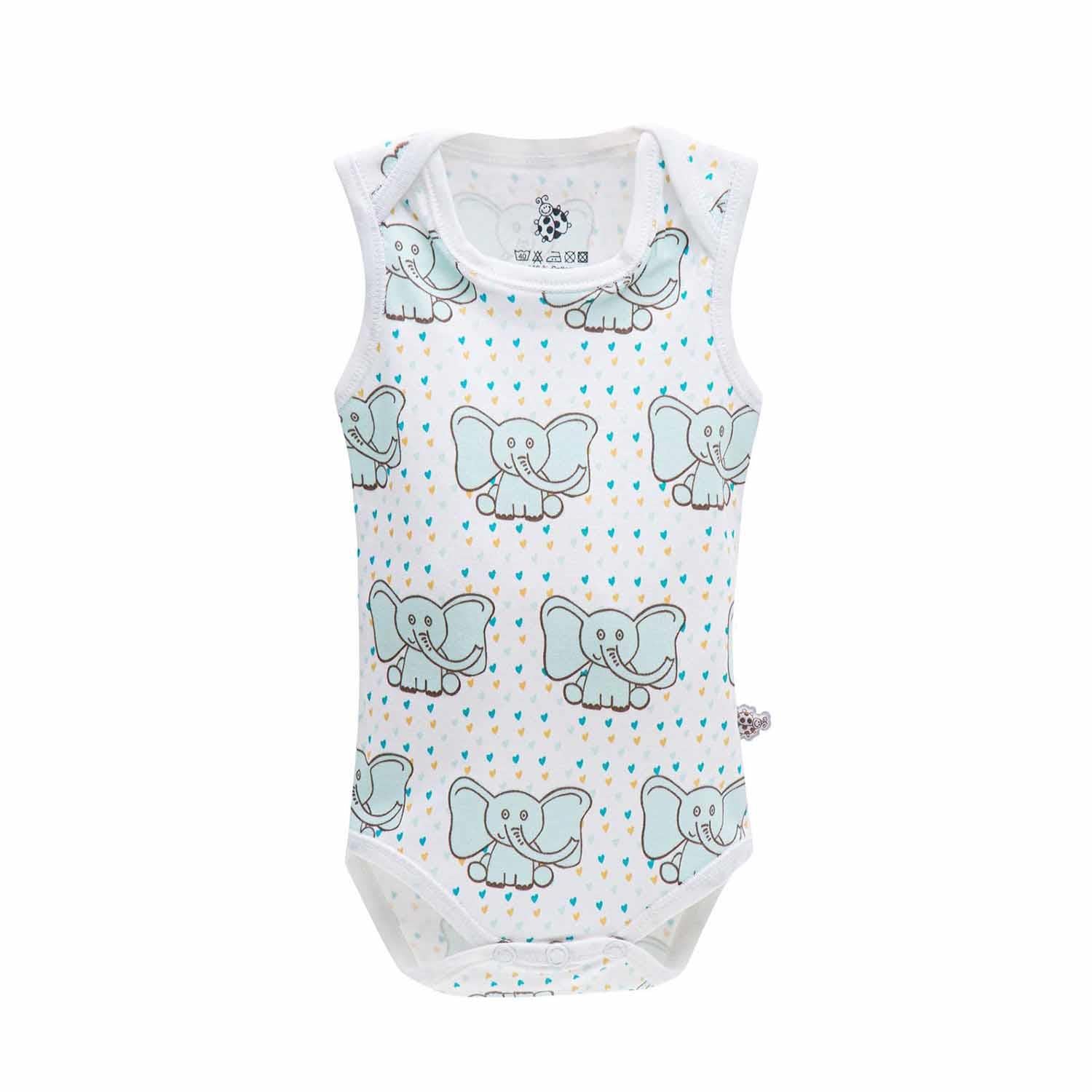 Borneo Organic Cotton Baby Bodysuit Set of 2 Sleeveless White-Mint