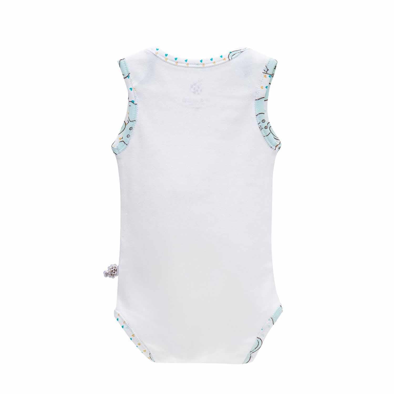 Borneo Organic Cotton Baby Bodysuit Set of 2 Sleeveless White-Mint