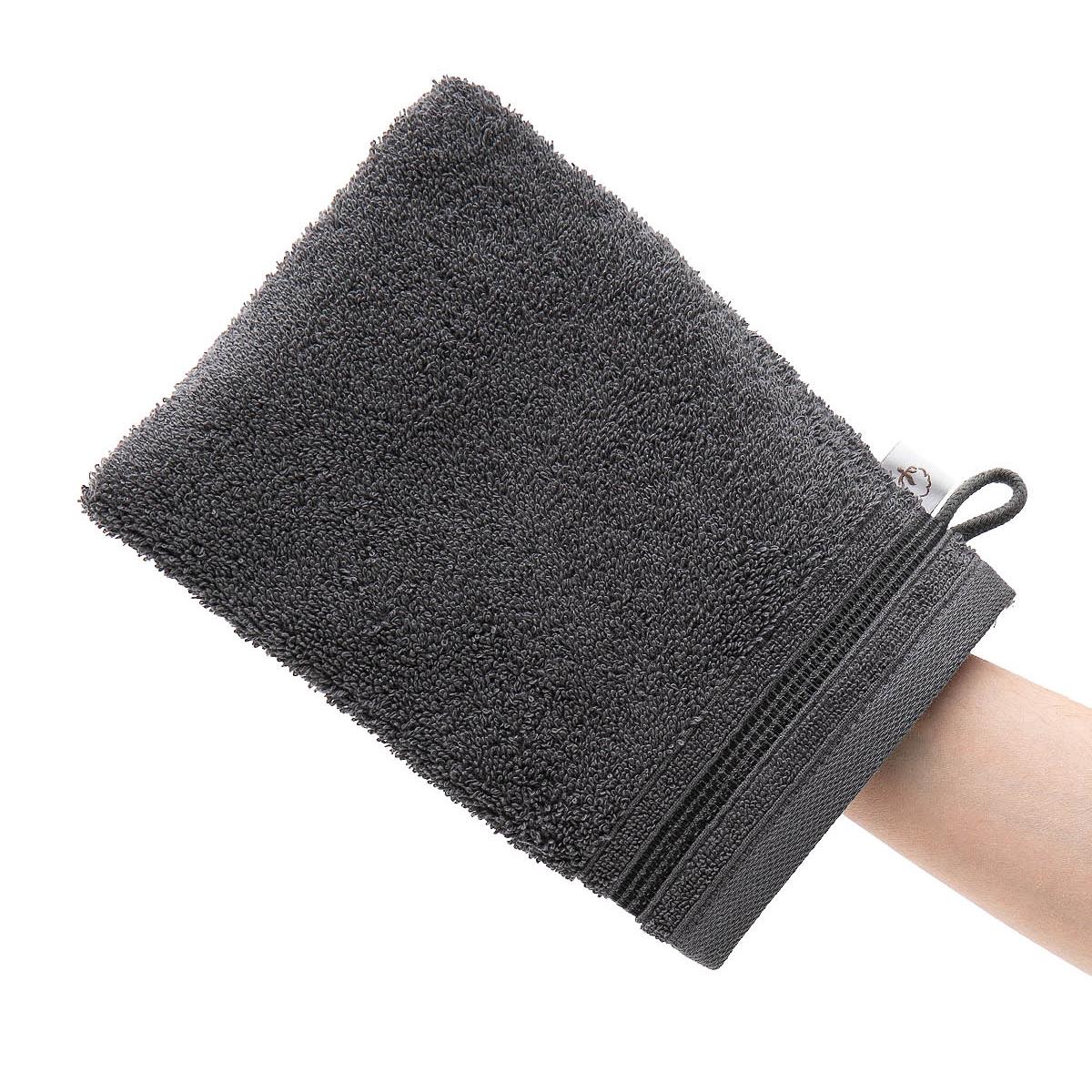 Cotton Towel Bath Glove Set of 2 Anthracite/Dark Beige