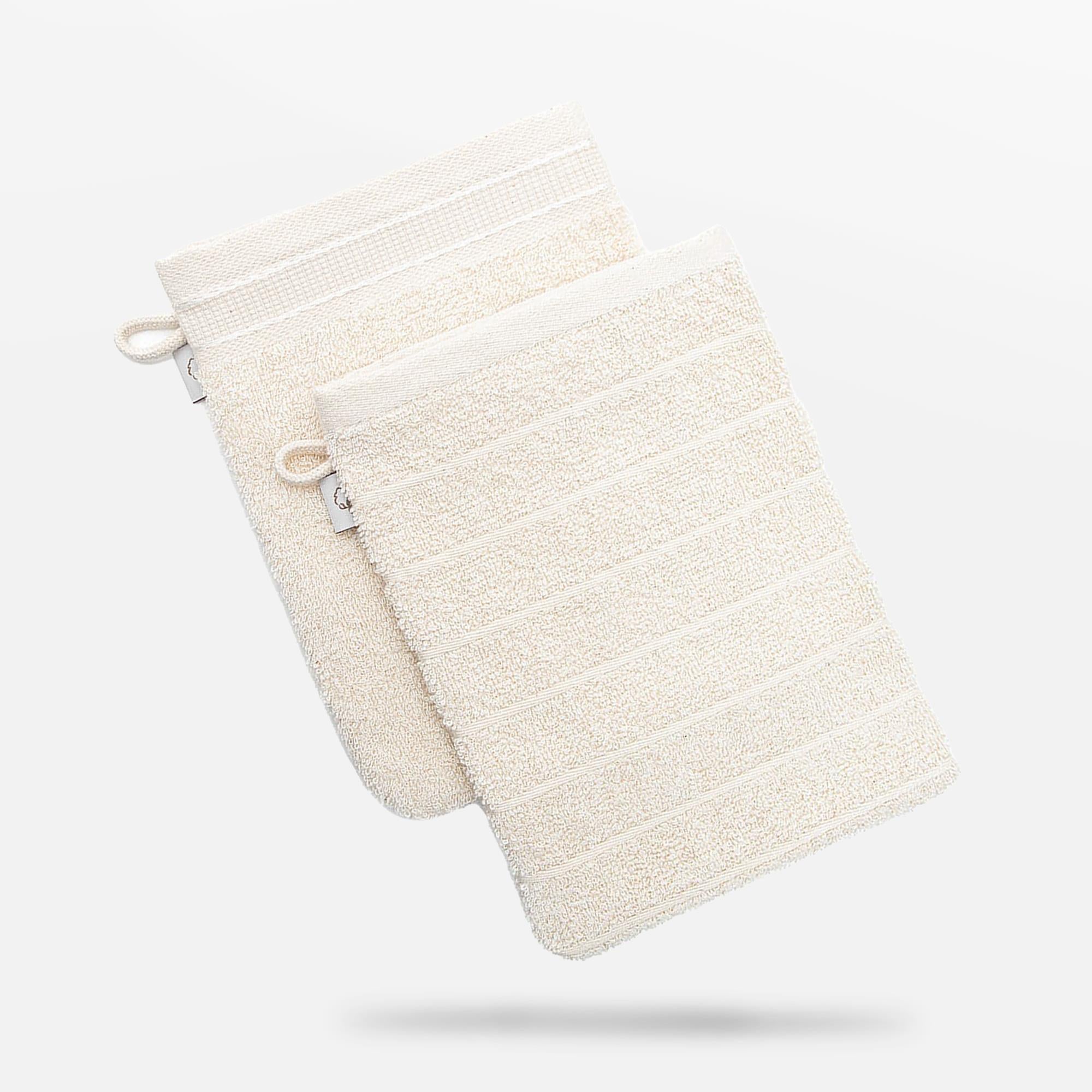 Cotton Towel Bath Glove Set of 2 Cream