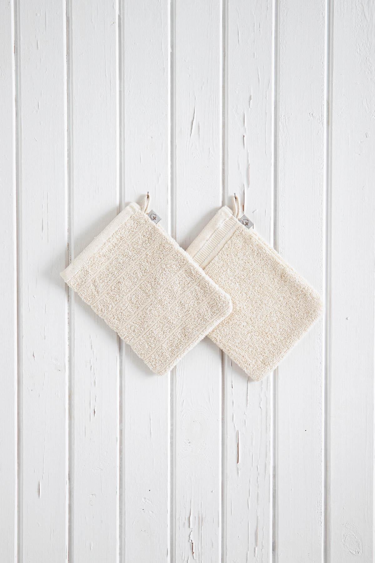 Cotton Towel Bath Glove Set of 2 Cream