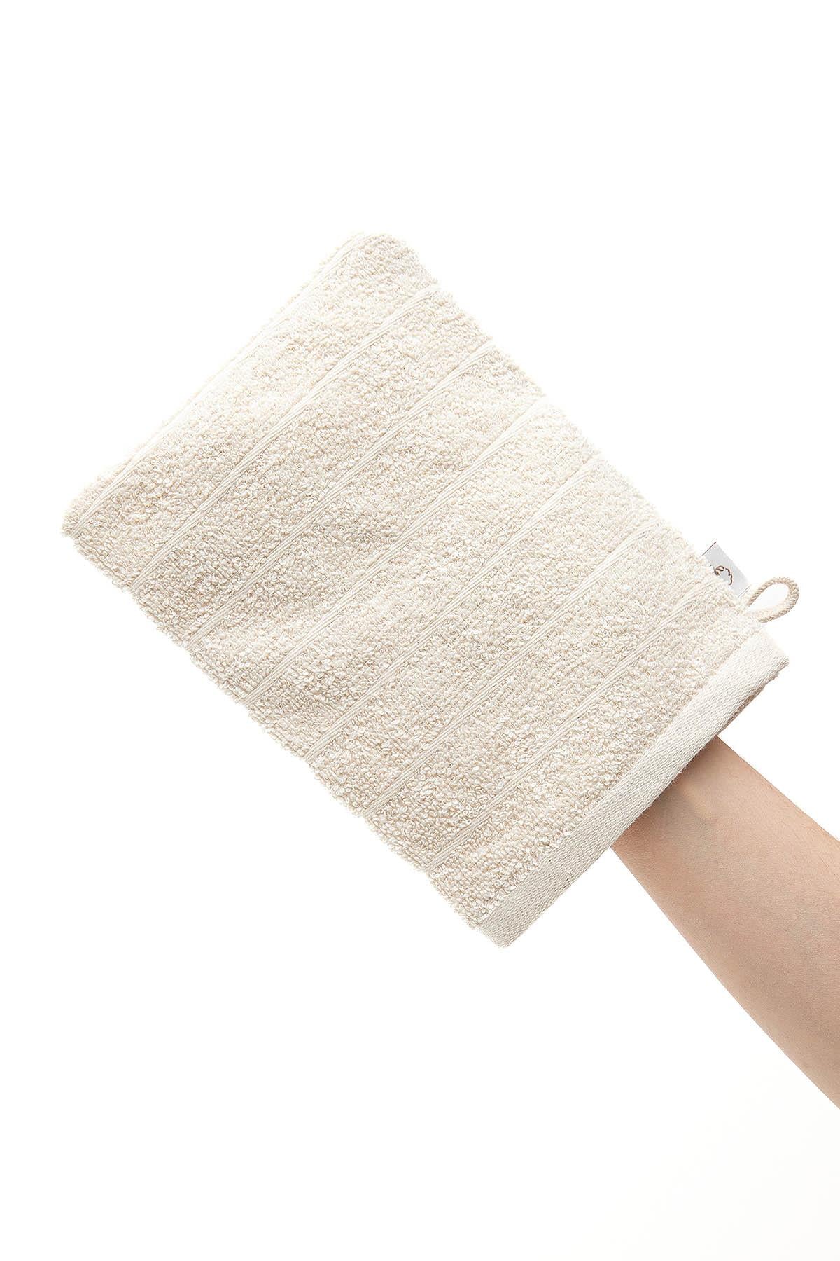 Cotton Towel Bath Glove Set of 2 Cream