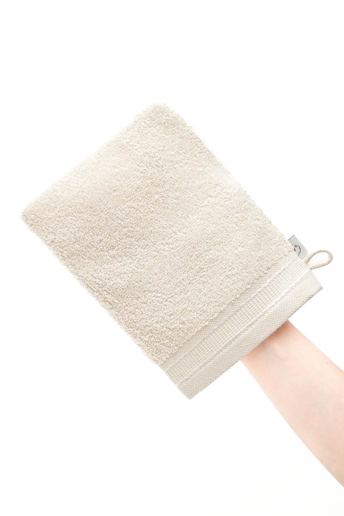 Cotton Towel Bath Glove Set of 2 Cream