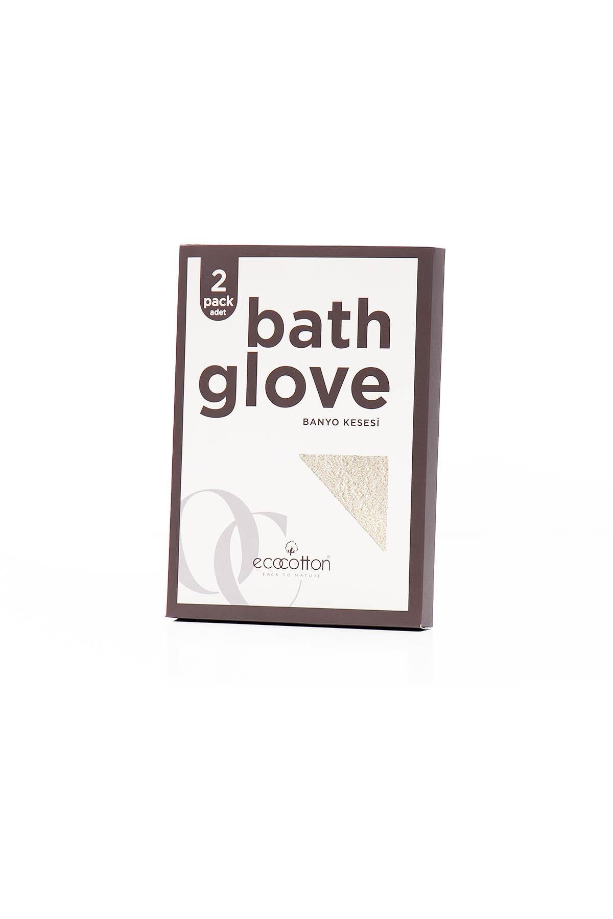 Cotton Towel Bath Glove Set of 2 Cream