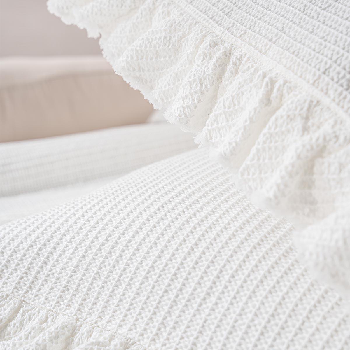 Dina Organic Cotton Pique Double Bedspread Cream