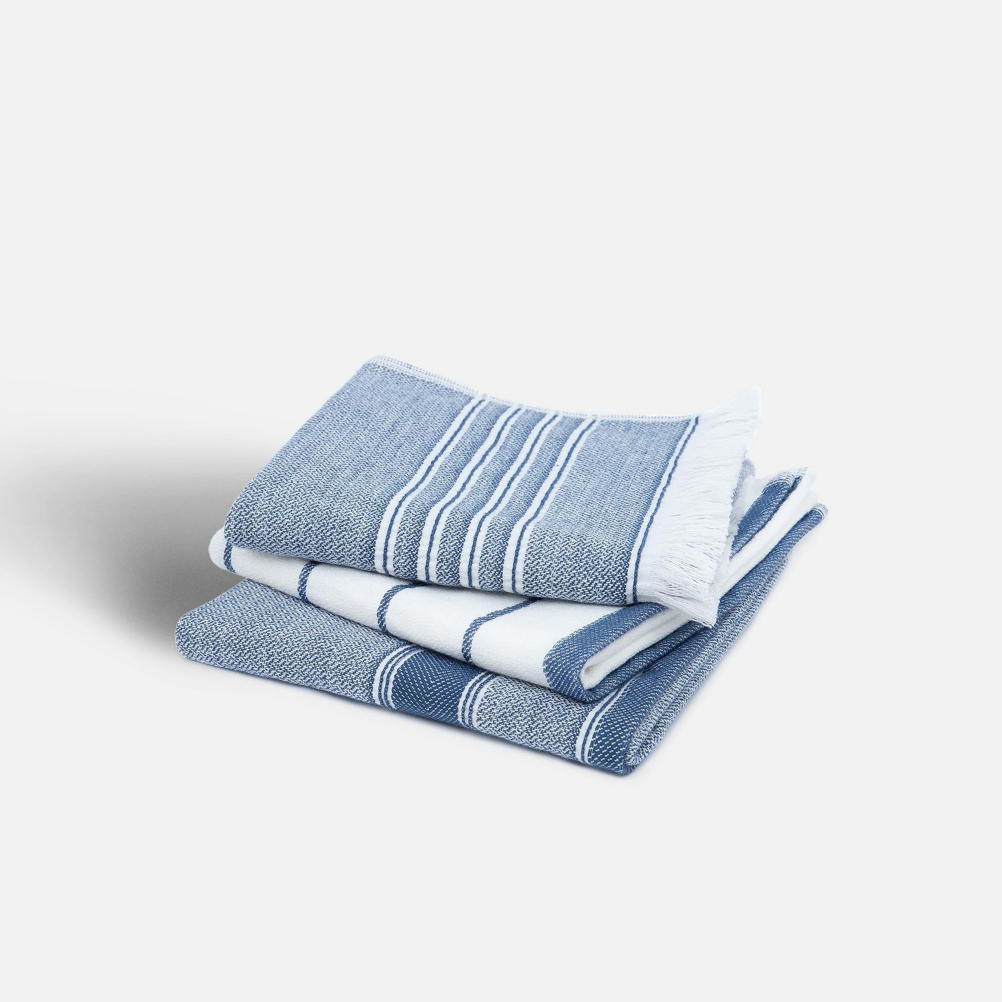 Elis Organic Cotton Kitchen Towel Set of 3 Blue