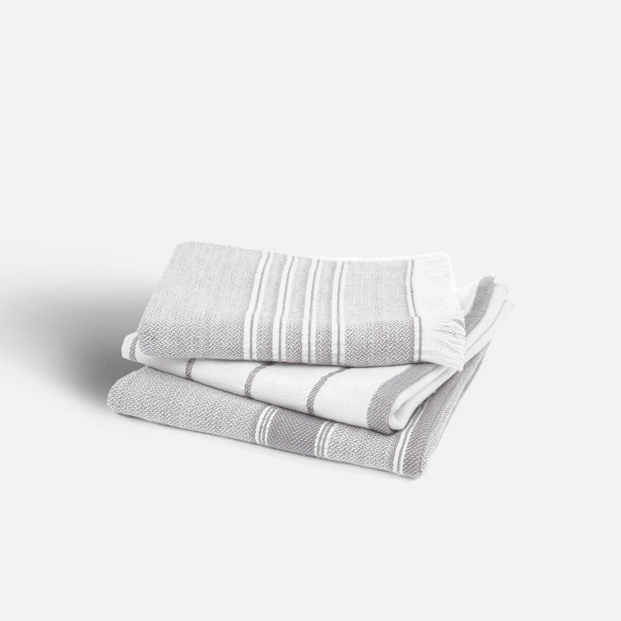 Elis Organic Cotton Kitchen Towel Set of 3 Grey