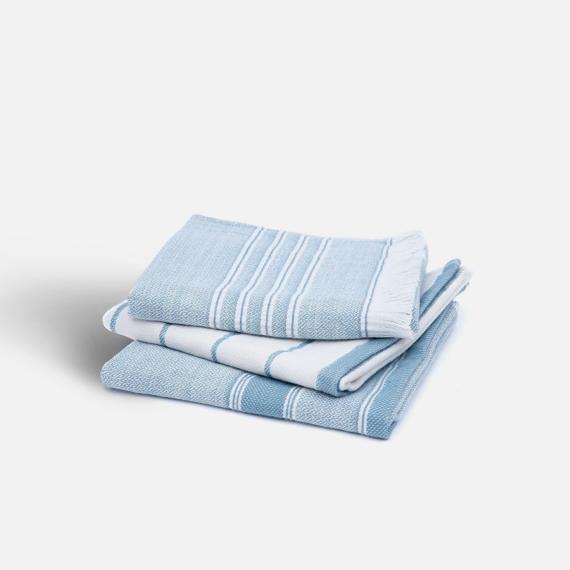 Elis Organic Cotton Kitchen Towel Set of 3 Light Blue