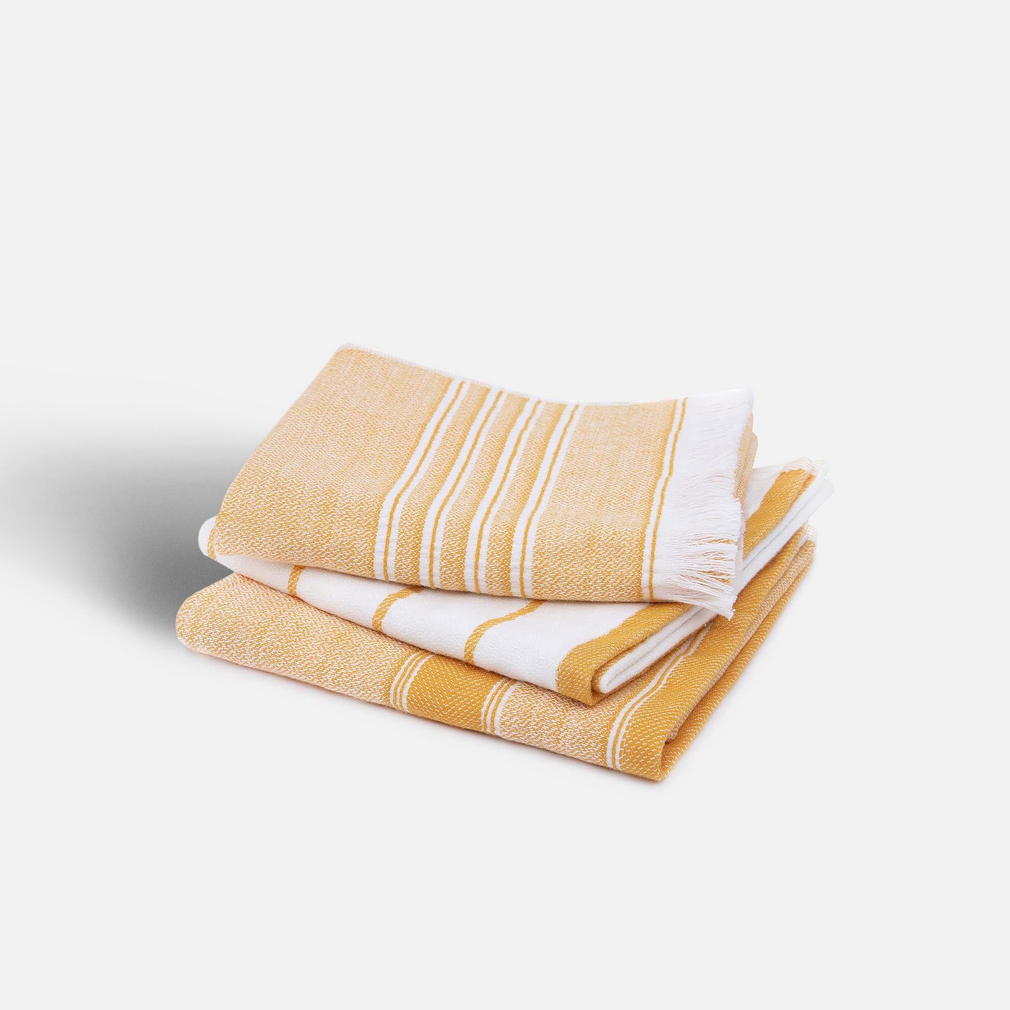 Elis Organic Cotton Kitchen Towel Set of 3 Yellow