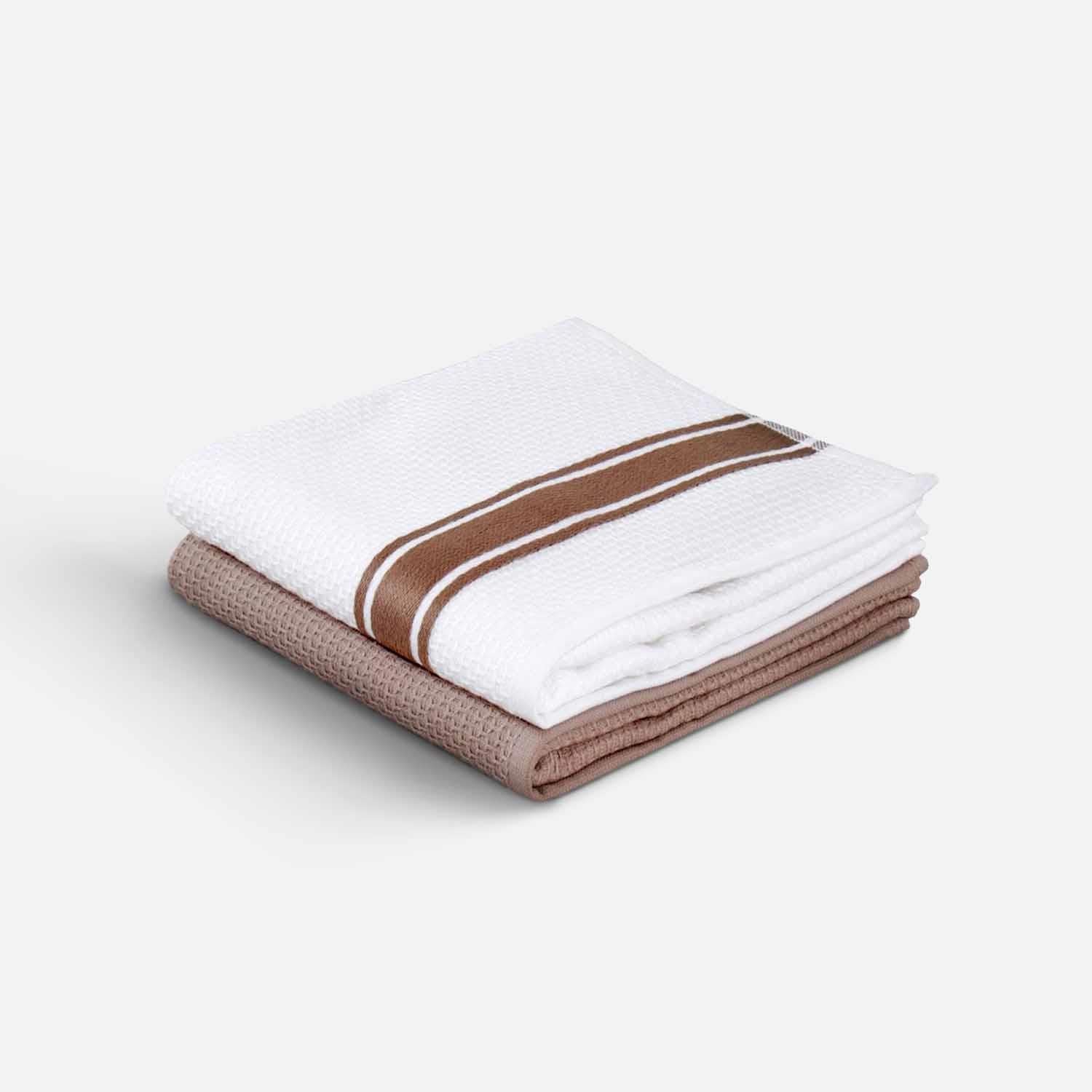 Elvin 2-Pack Drying Towel Set 100% Cotton Printed Beige-Cream 40X60 Cm